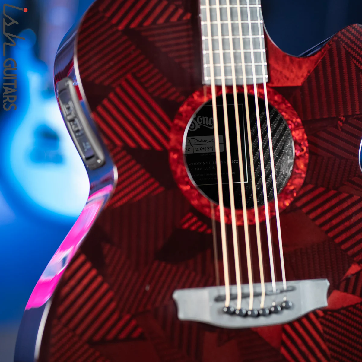 2021 RainSong BI-WS1000N2C Black Ice Acoustic Guitar Ish Exclusive Cranberry Red - Image 3
