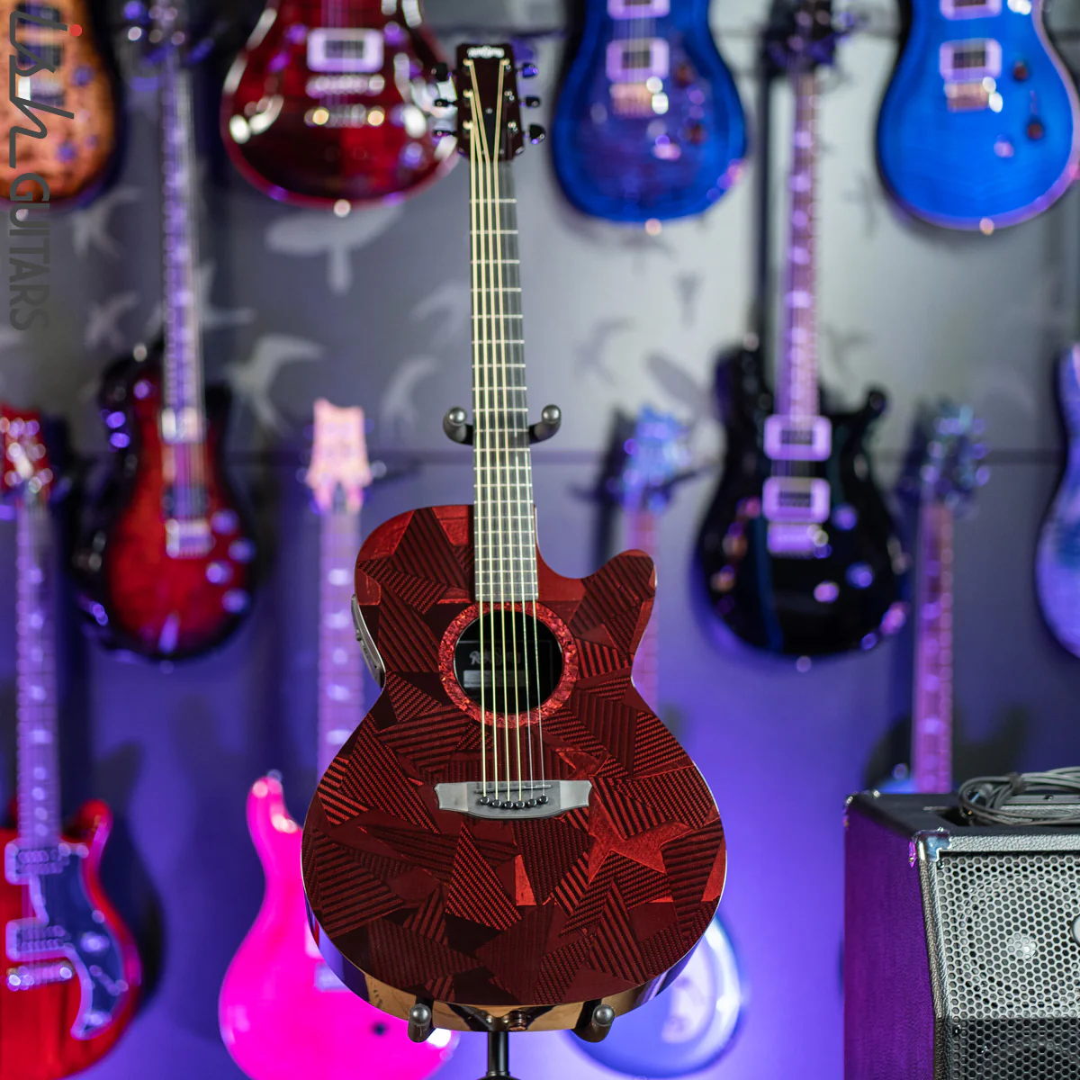 2021 RainSong BI-WS1000N2C Black Ice Acoustic Guitar Ish Exclusive Cranberry Red - Image 2