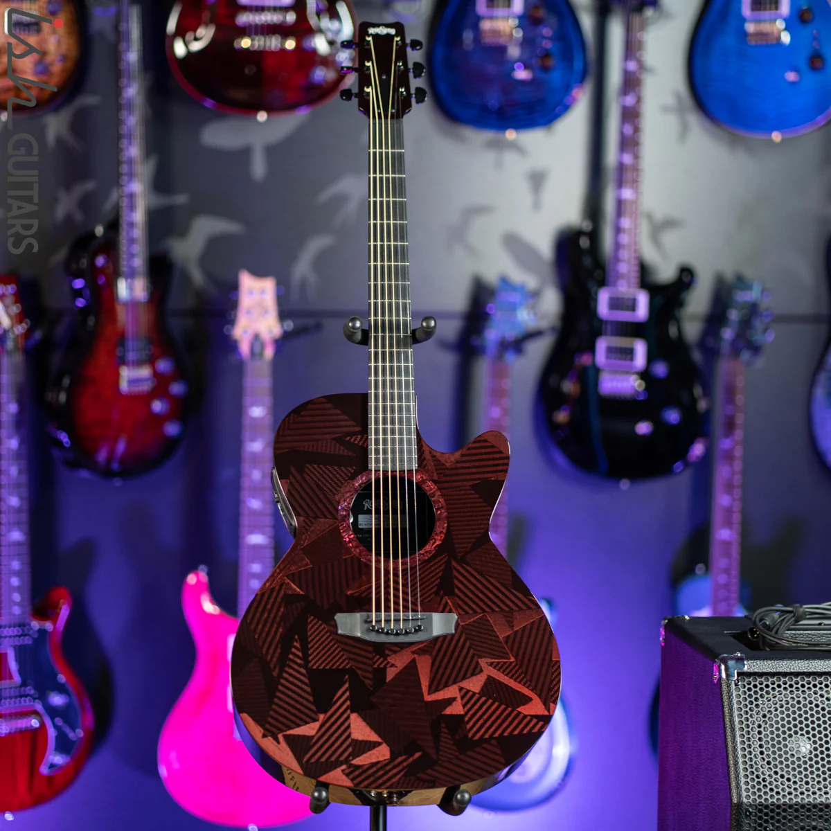 2021 RainSong BI-WS1000N2C Black Ice Acoustic Guitar Ish Exclusive Cranberry Red - Image 2