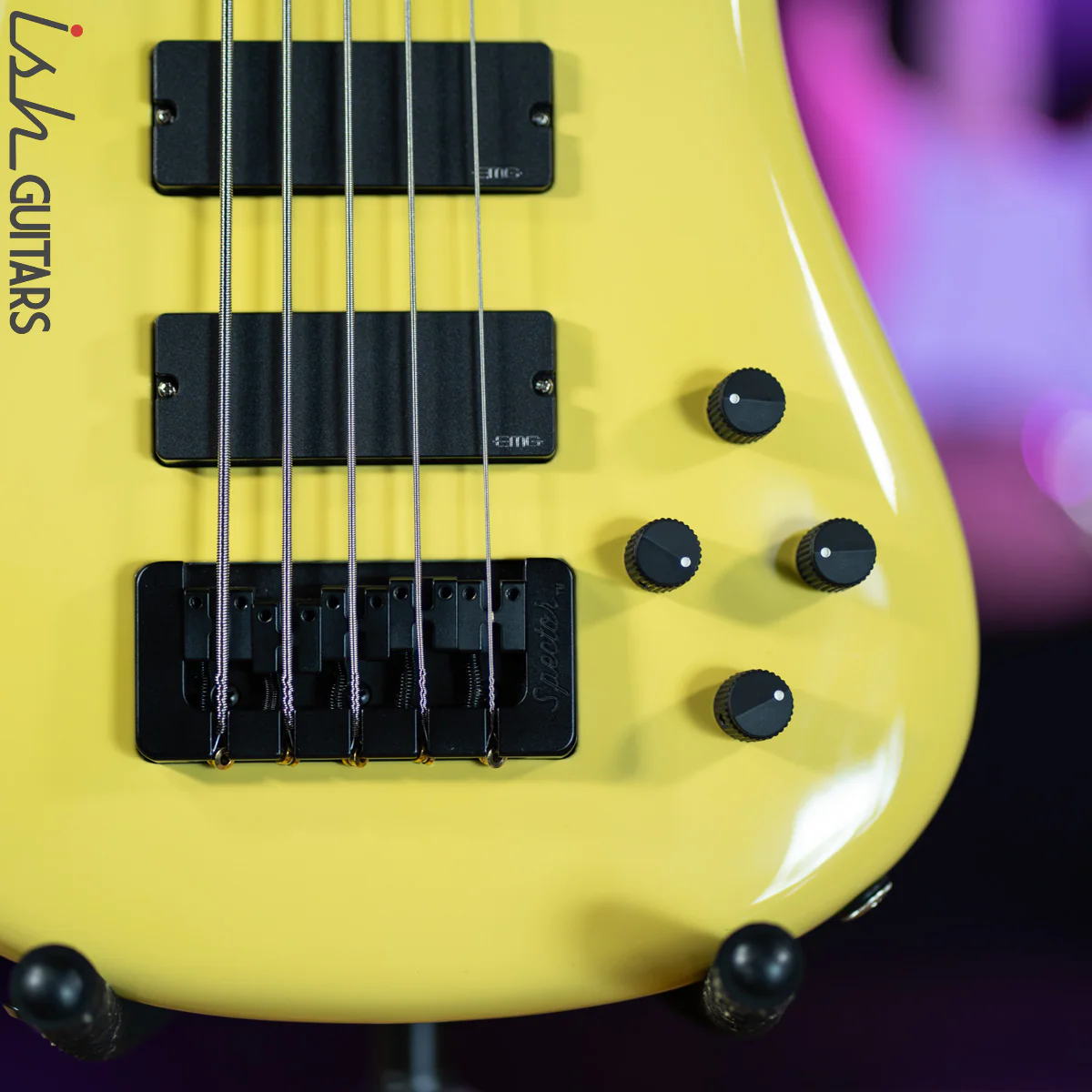 2021 USA Spector NS-5 String Yellow 18V HAZ Bass Guitar - Image 4