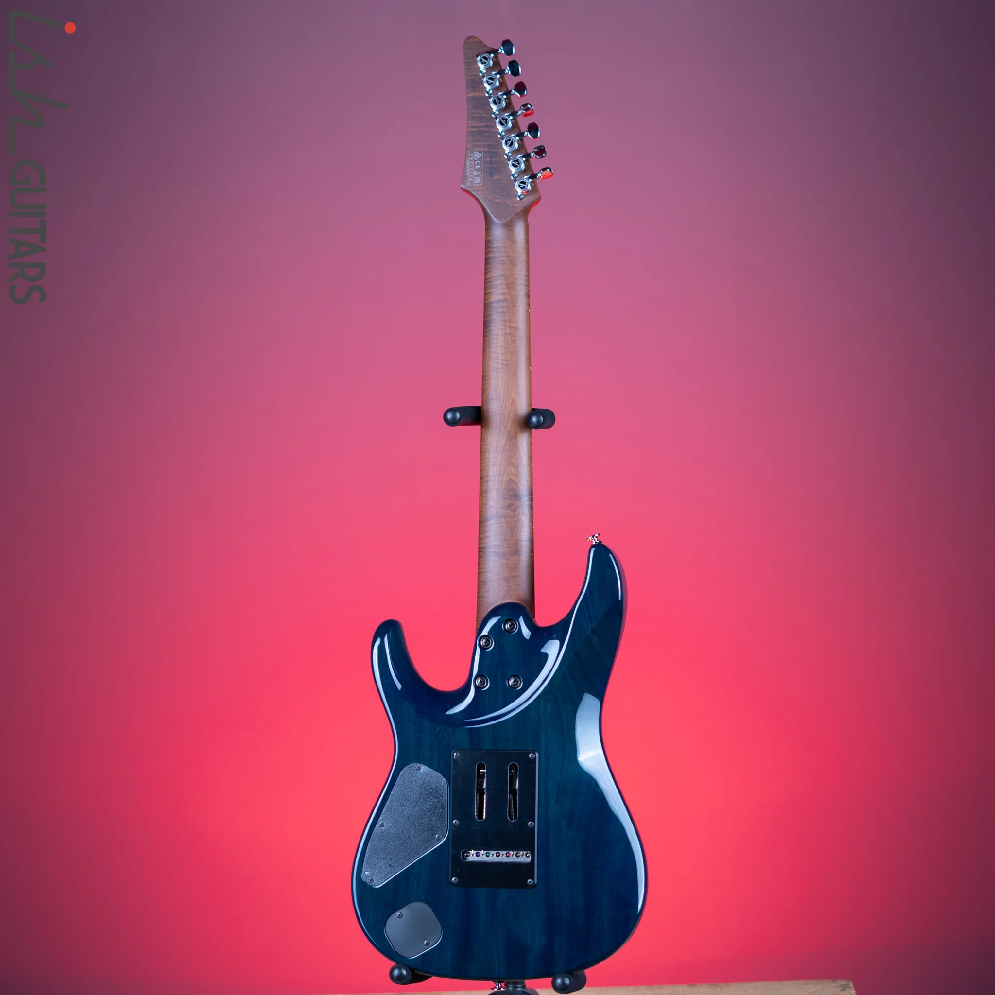 Ibanez Prestige MM7 Martin Miller Signature 7-String Guitar Transparent Aqua Blue - Image 6