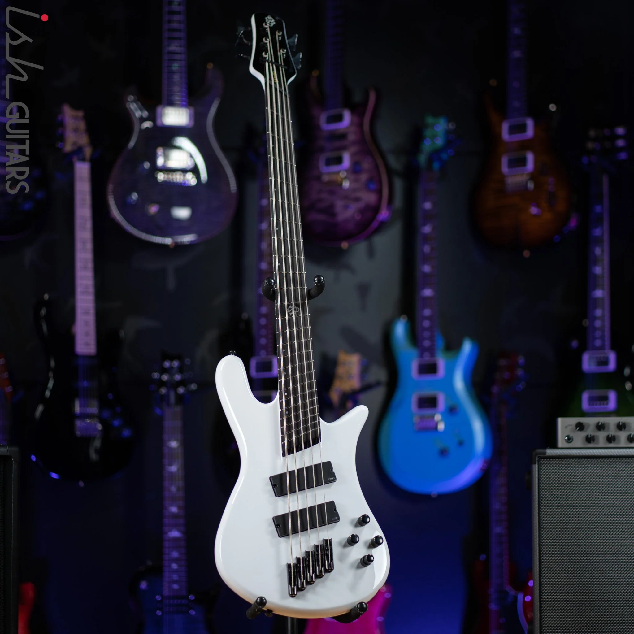 2022 Ish X Spector NS Dimension 5 String EMG Darkglass White Gloss - Image 2