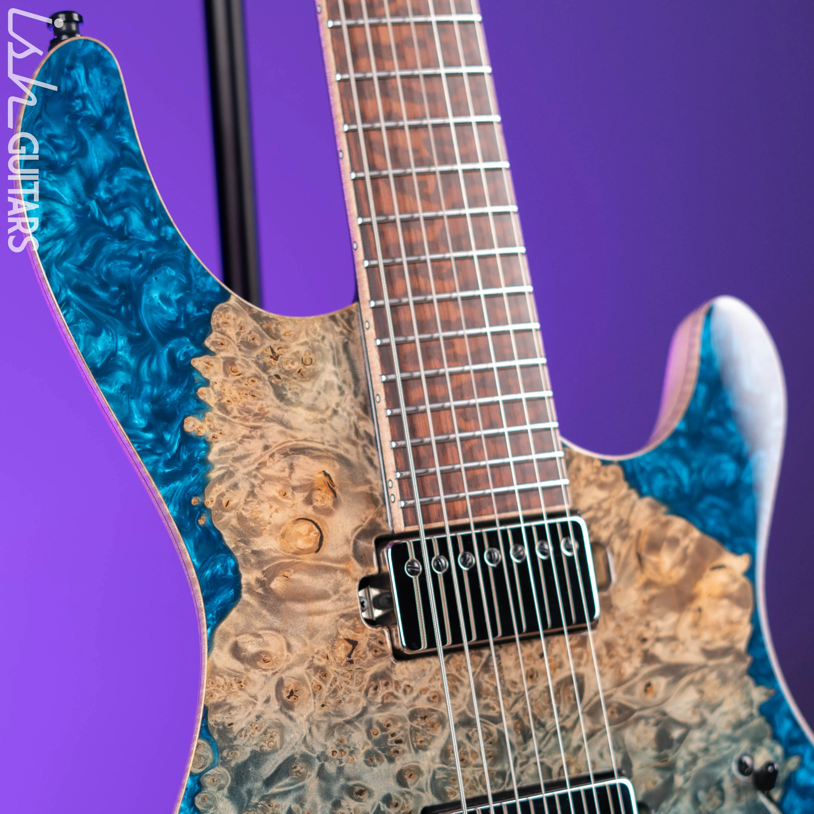 Mayones Regius 7 7-String 40th Anniversary Transparent Beach Fade Blue Resin - Image 3