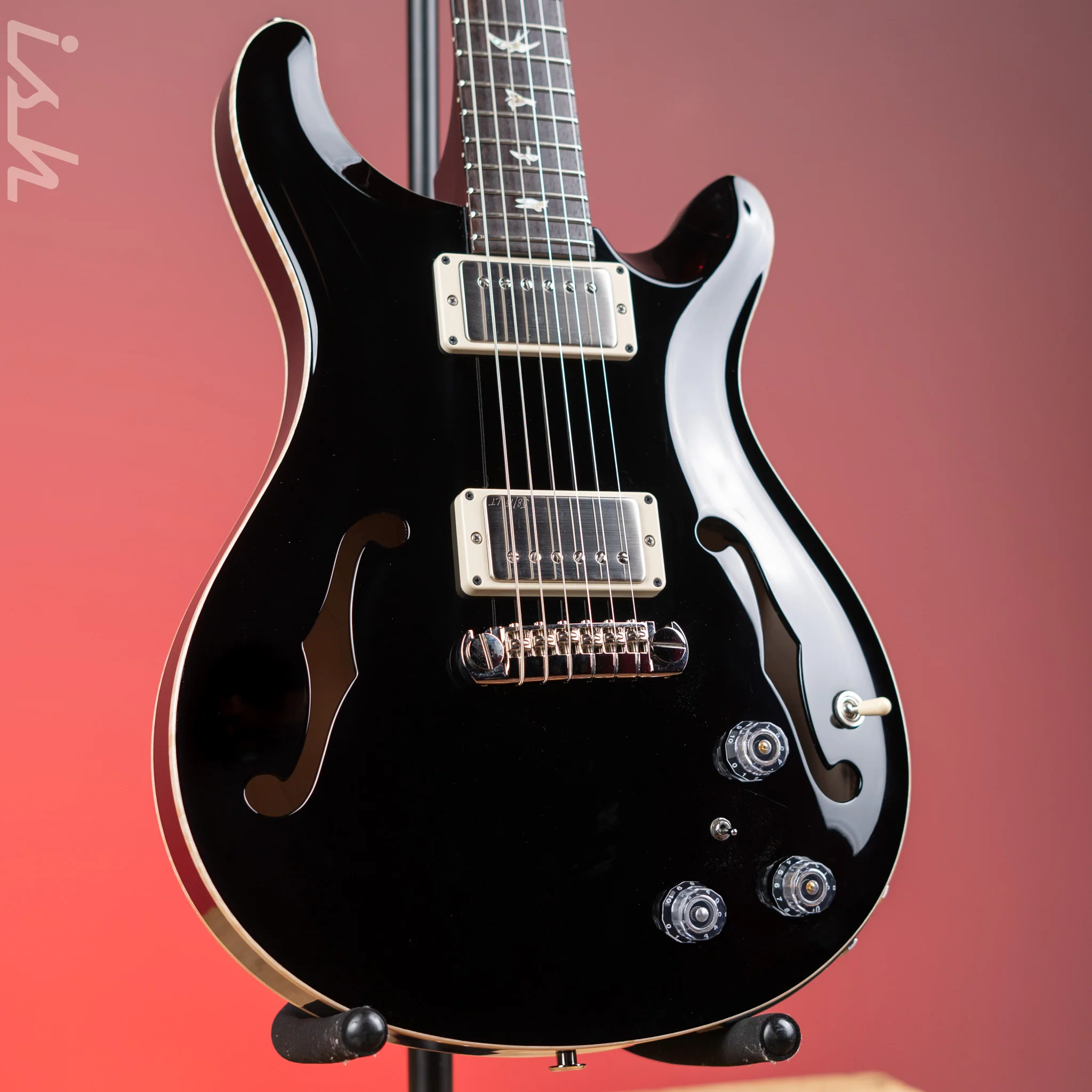 2022 PRS Hollowbody II Piezo Black Gloss W/ Natural Binding