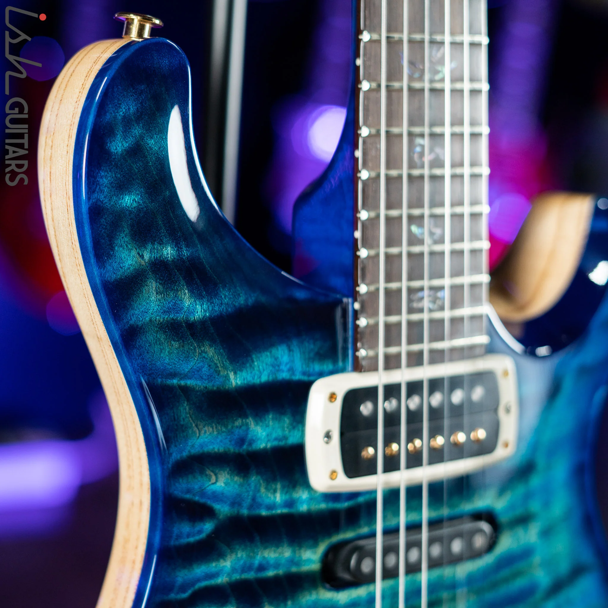 PRS Modern Eagle V Wood Library One Piece Quilt River Blue w/ Blue Burst - Image 3