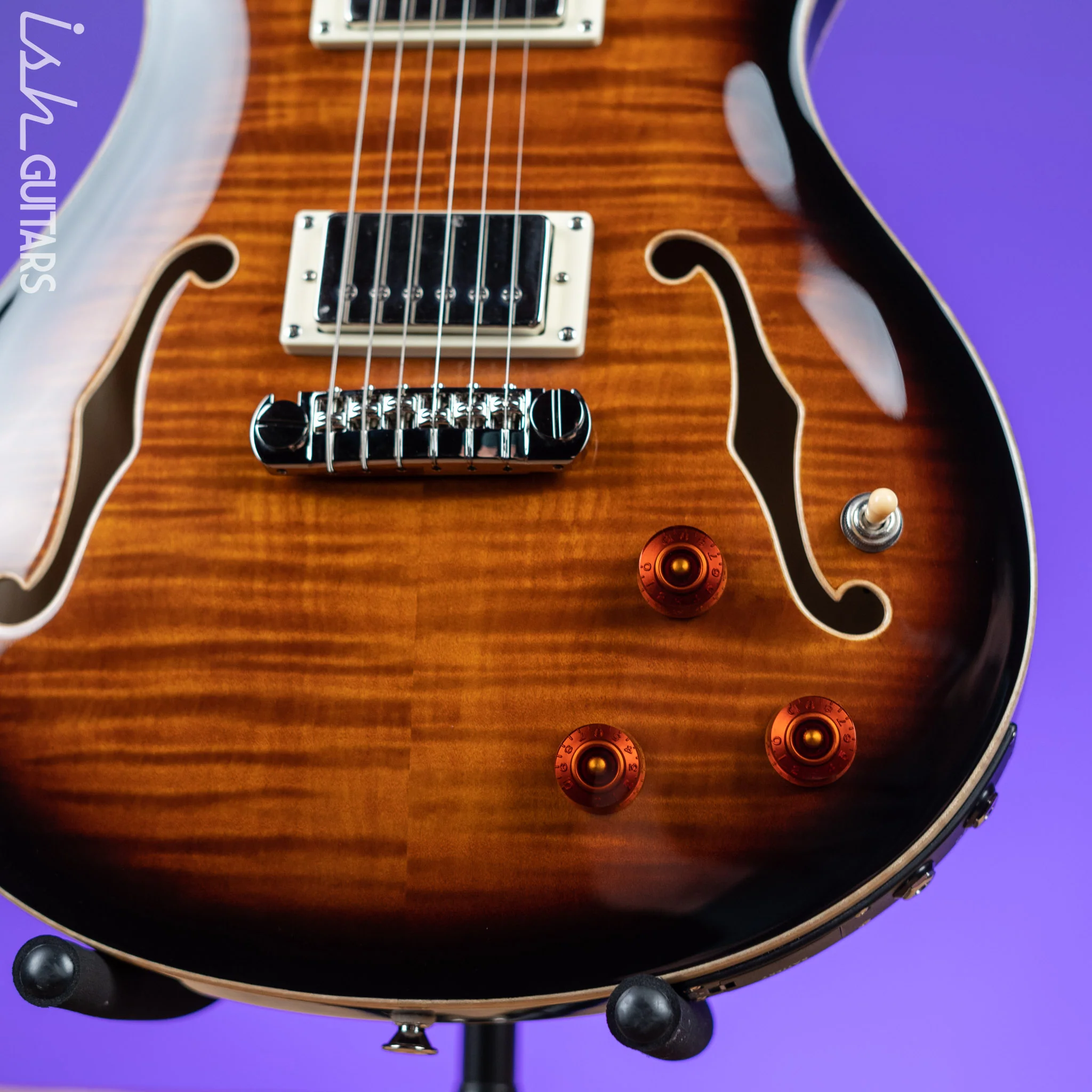2022 PRS SE Hollowbody II Piezo Black Gold Burst - Image 4