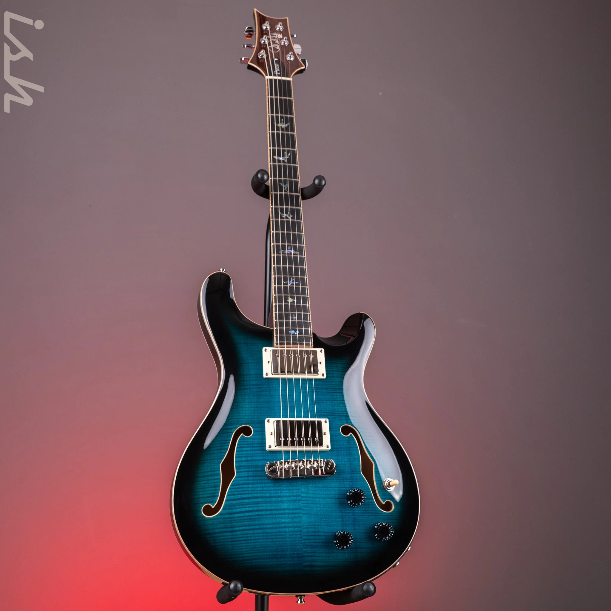 2022 PRS SE Hollowbody II Piezo Electric Guitar Peacock Blue Sunburst - Image 2