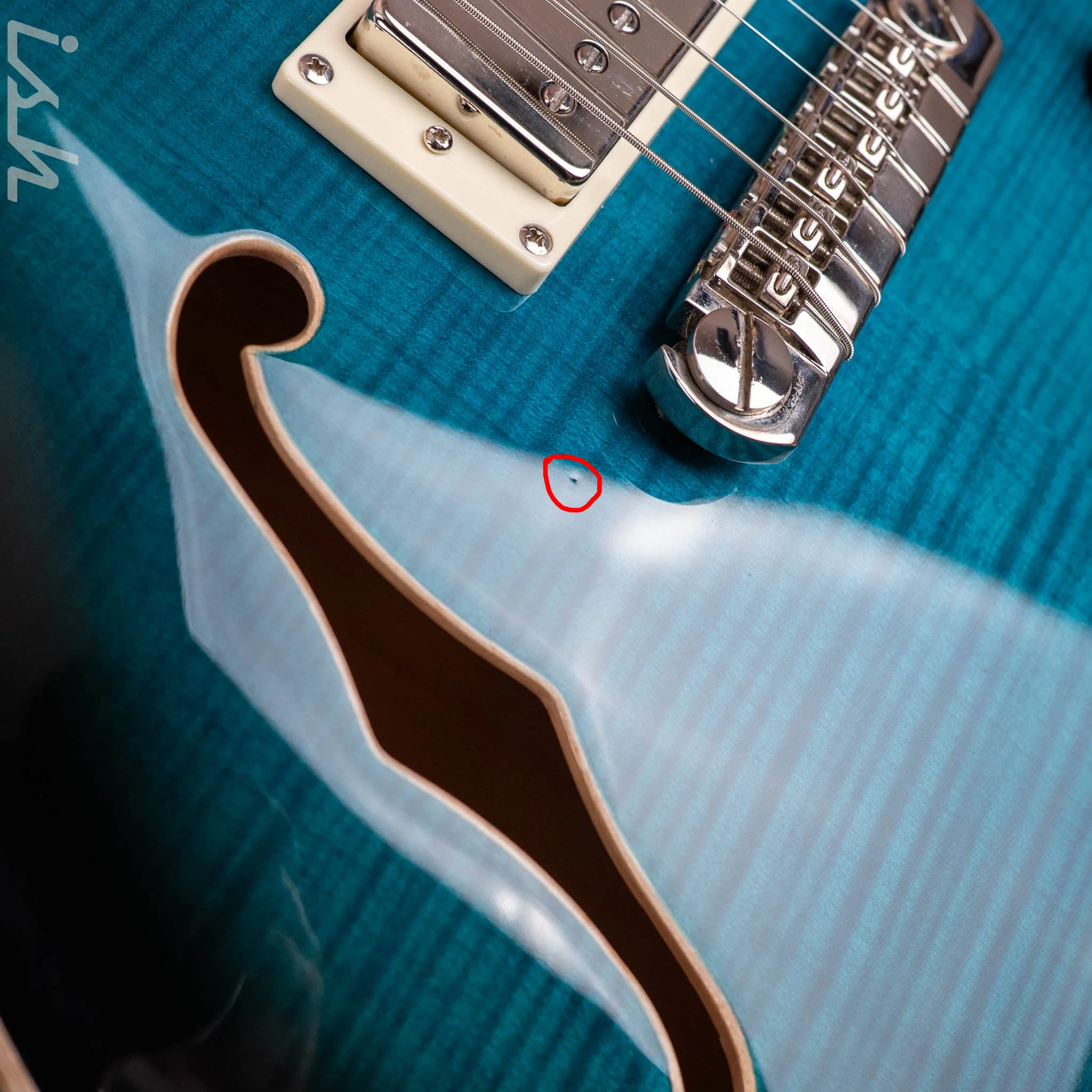 2022 PRS SE Hollowbody II Piezo Electric Guitar Peacock Blue Sunburst - Image 7