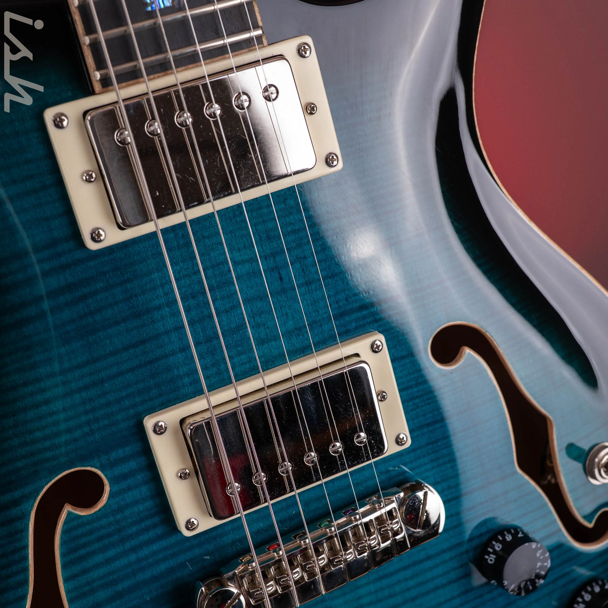2022 PRS SE Hollowbody II Piezo Electric Guitar Peacock Blue Sunburst - Image 8