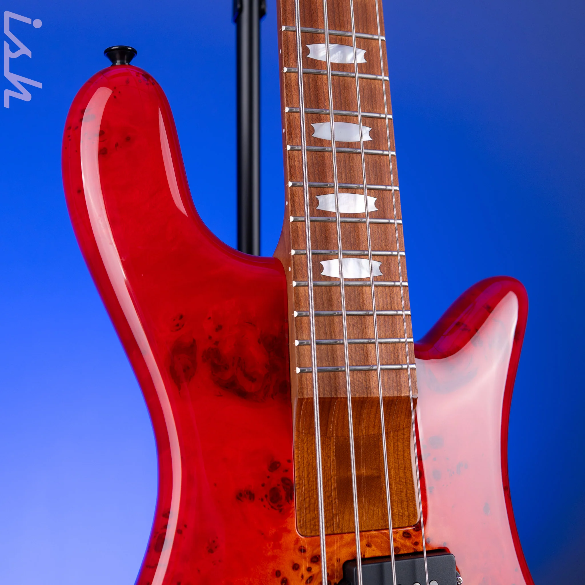 2022 Spector Eurobolt 4 Inferno Red Gloss Poplar Burl Bass Guitar - Image 3