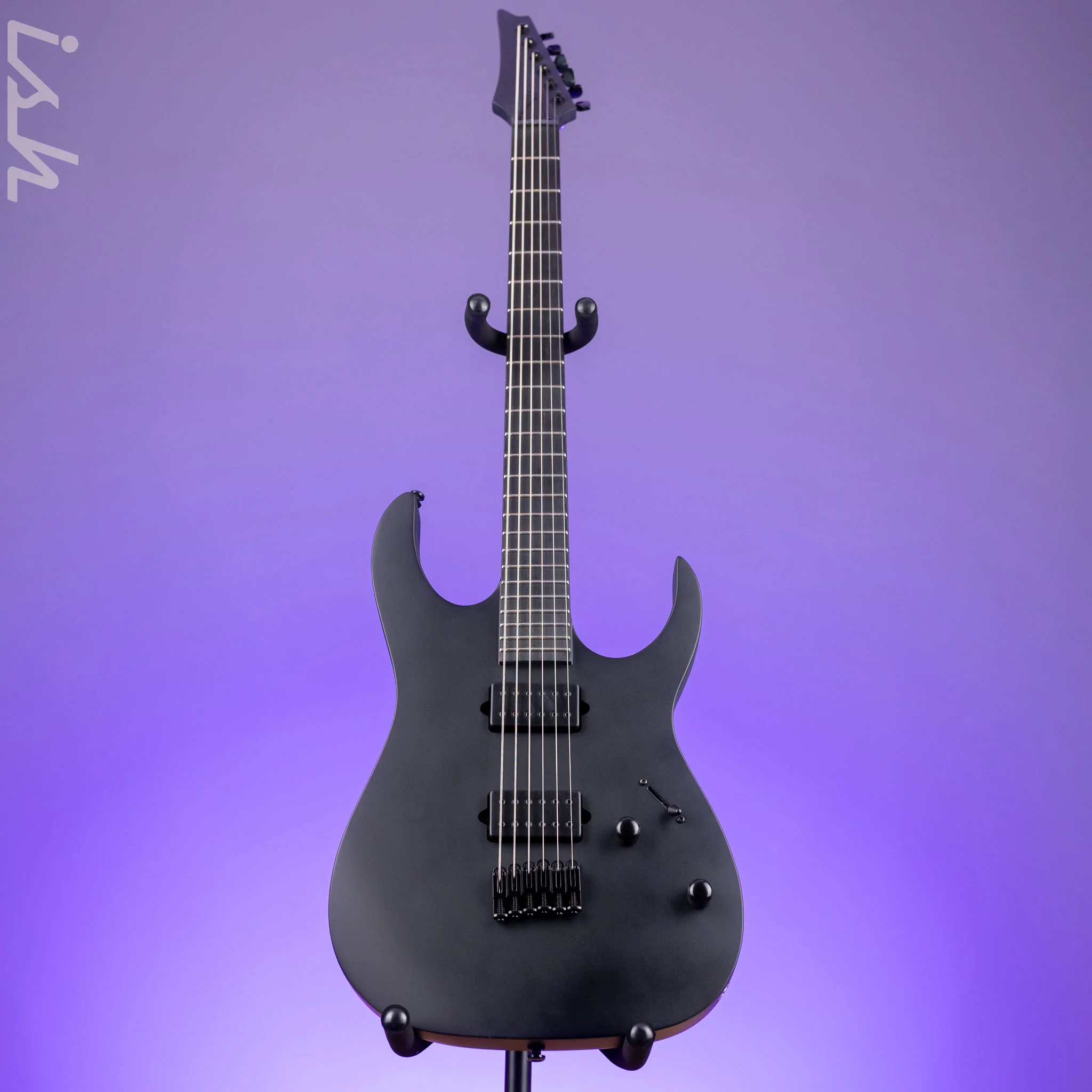 Ibanez RGRTBB21 Iron Label Baritone Electric Guitar Black Flat Demo - Image 2