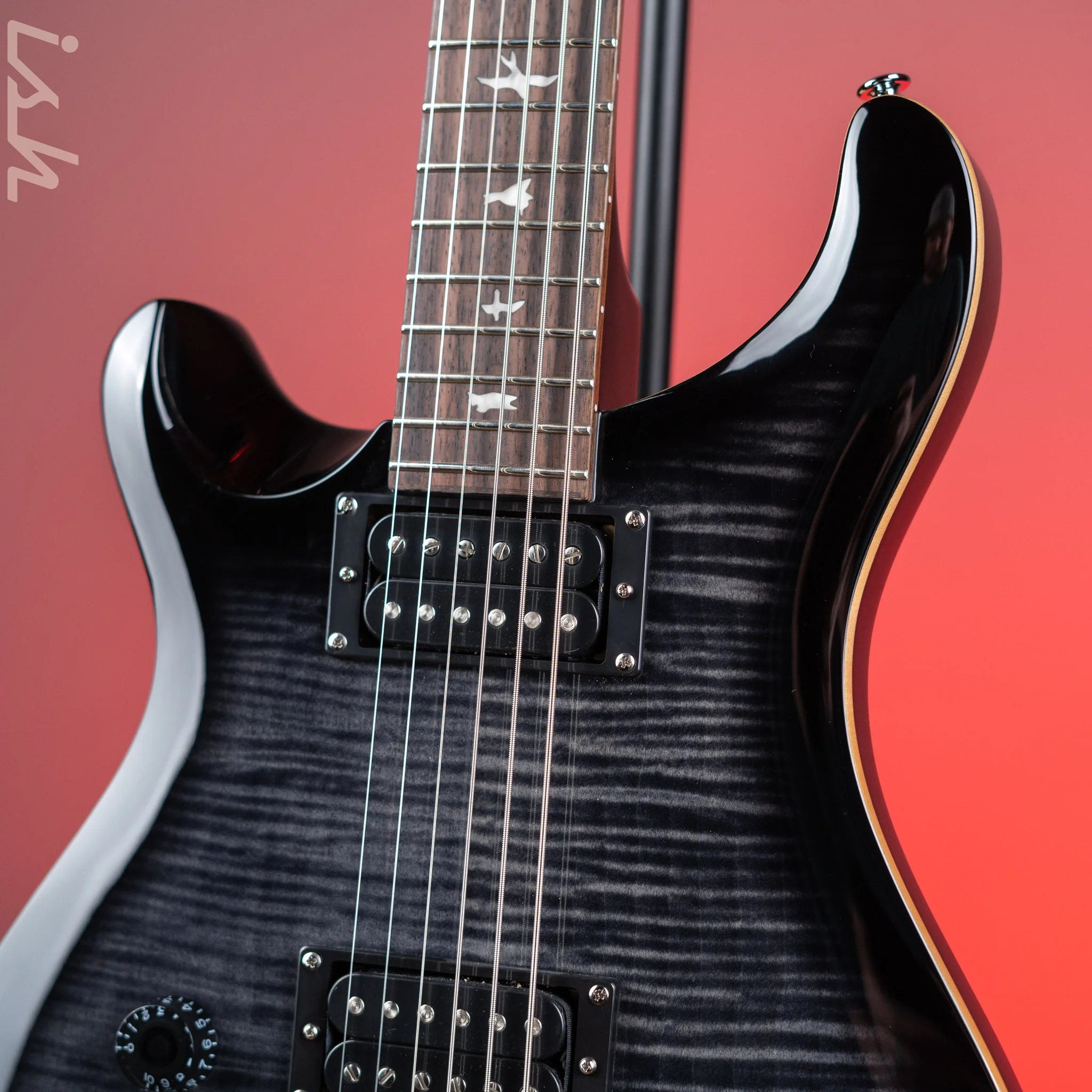 PRS SE 277 Baritone Left Handed Electric Guitar Charcoal Burst - Image 3