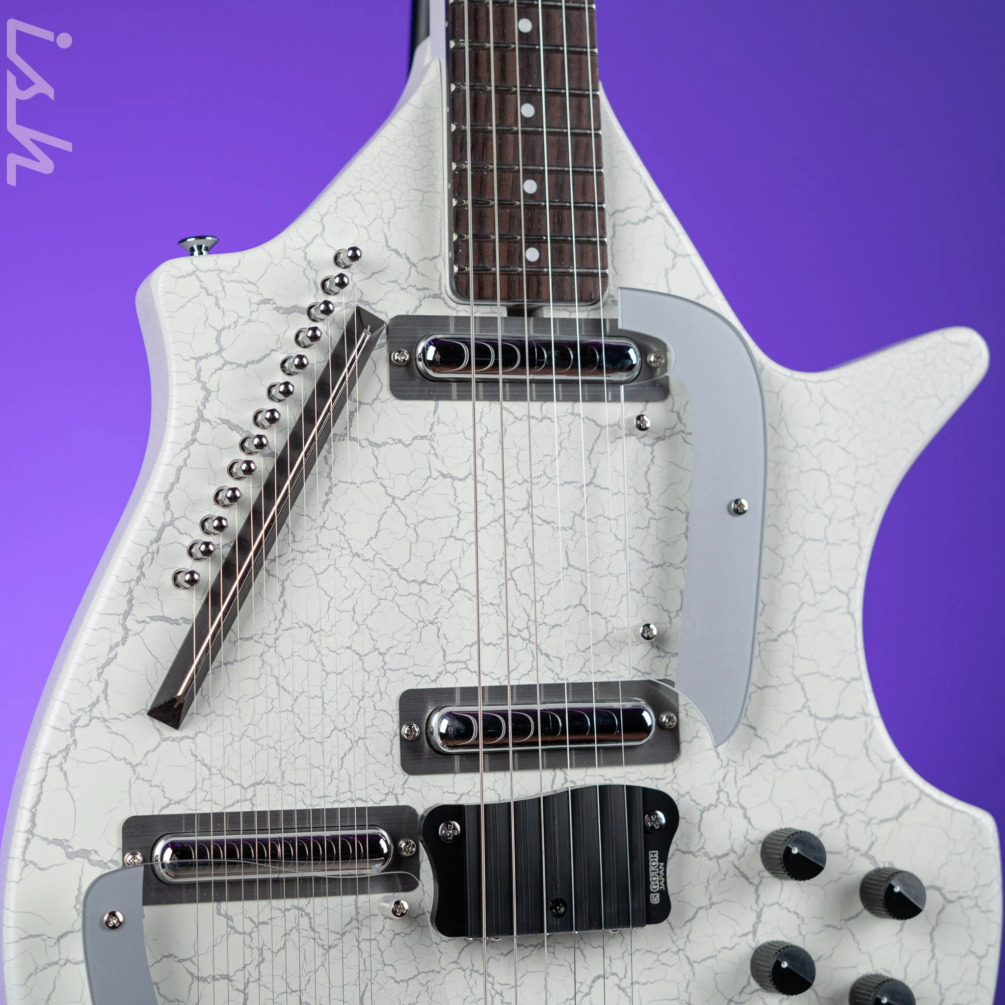 Danelectro Coral Sitar Reissue Guitar White Crackle - Image 3