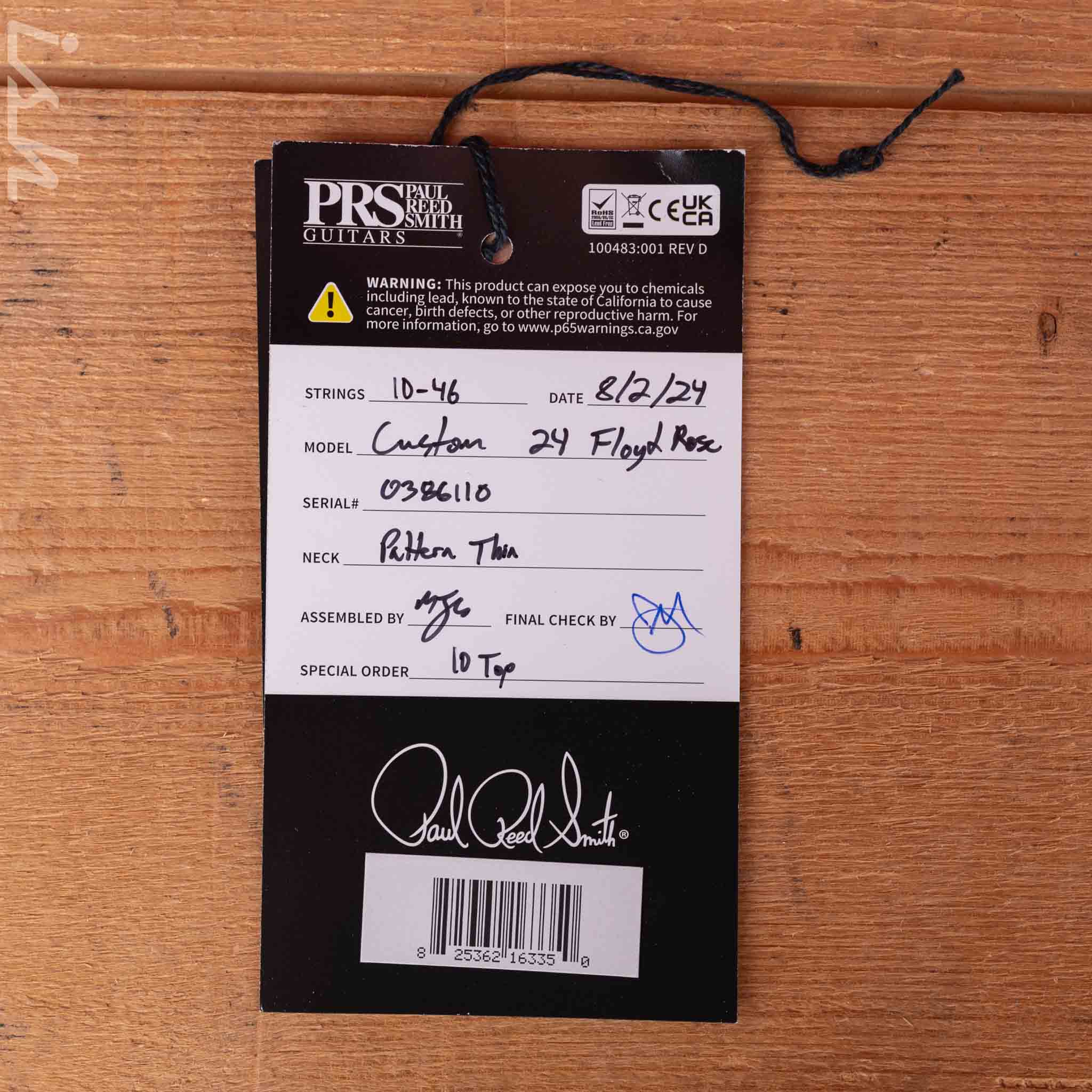 2024 PRS Custom 24 Floyd 10-Top Cobalt Smokeburst - Image 11