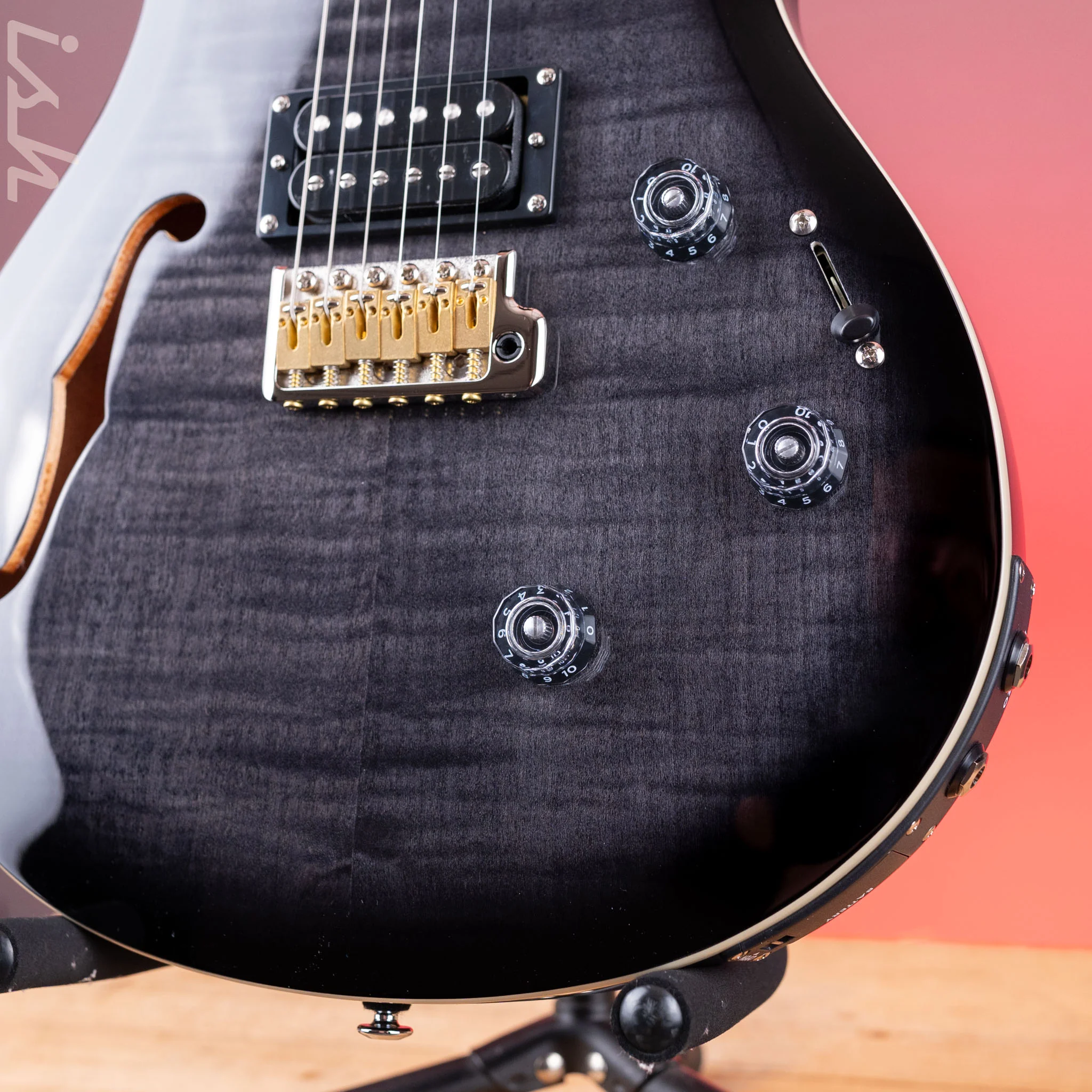 2024 PRS SE Custom 24 Semi-Hollow Piezo Charcoal Burst - Image 4