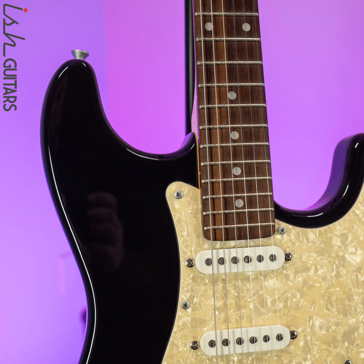 Aria STG Series Strat Black Perloid Pickguard - Image 3