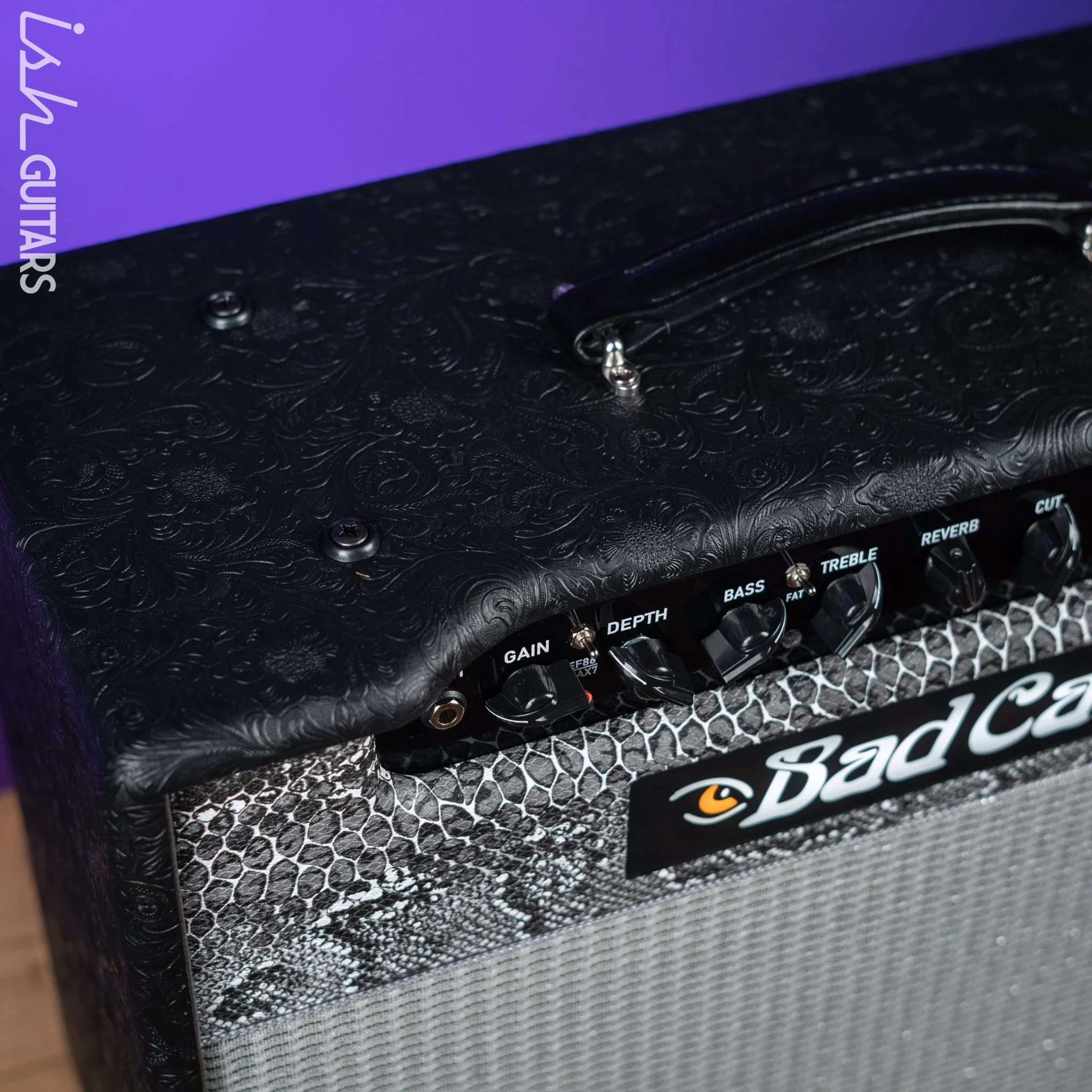 Bad Cat Cub IV 15 Reverb Handwired 15-Watt 1x12 Guitar Combo Amplifier Western Tolex, Black & White Snakeskin - Image 4