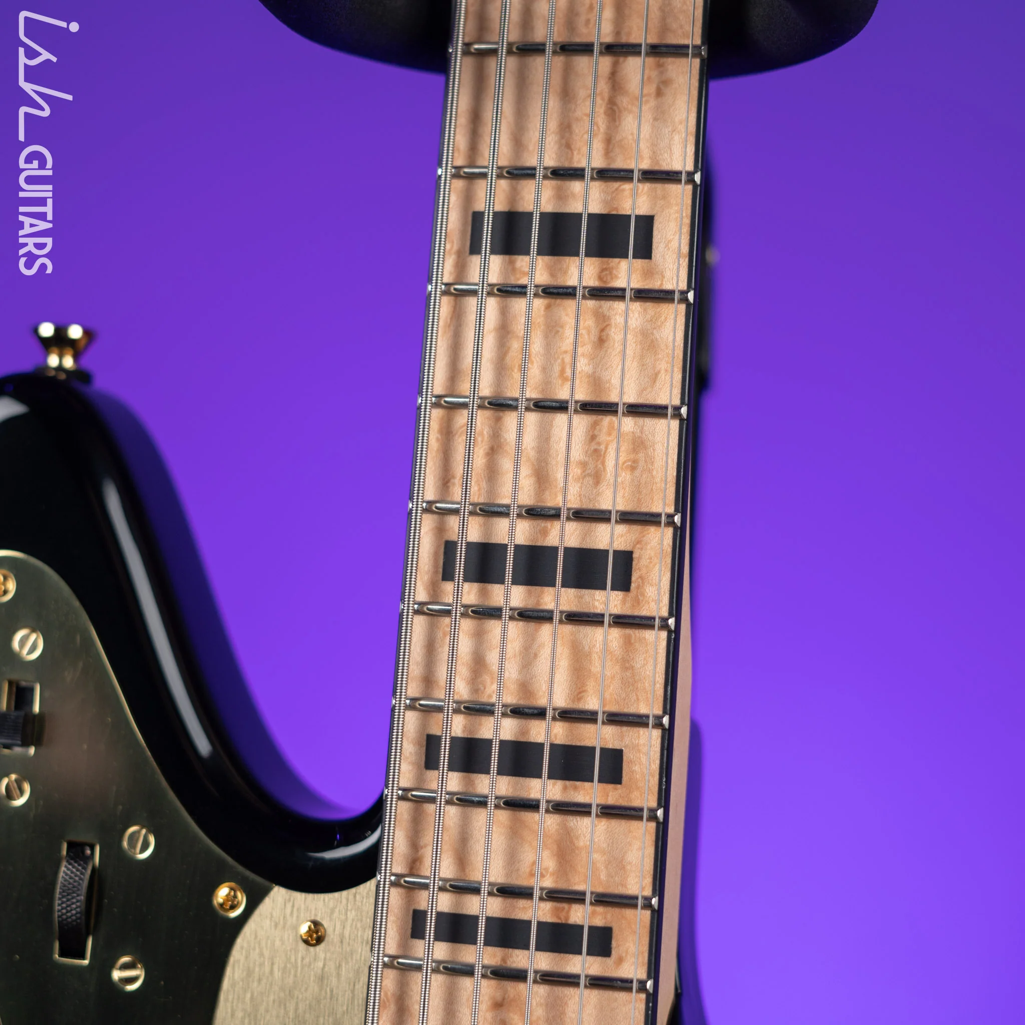 Bilt Relevator Bass VI 6-String Bass Guitar Black w/ Gold Plates - Image 5