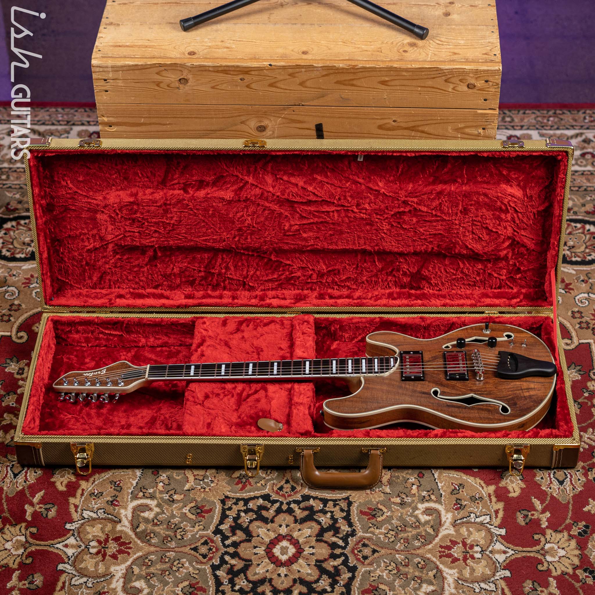 Bruton Universal Electric Archtop Guitar Natural - Image 17