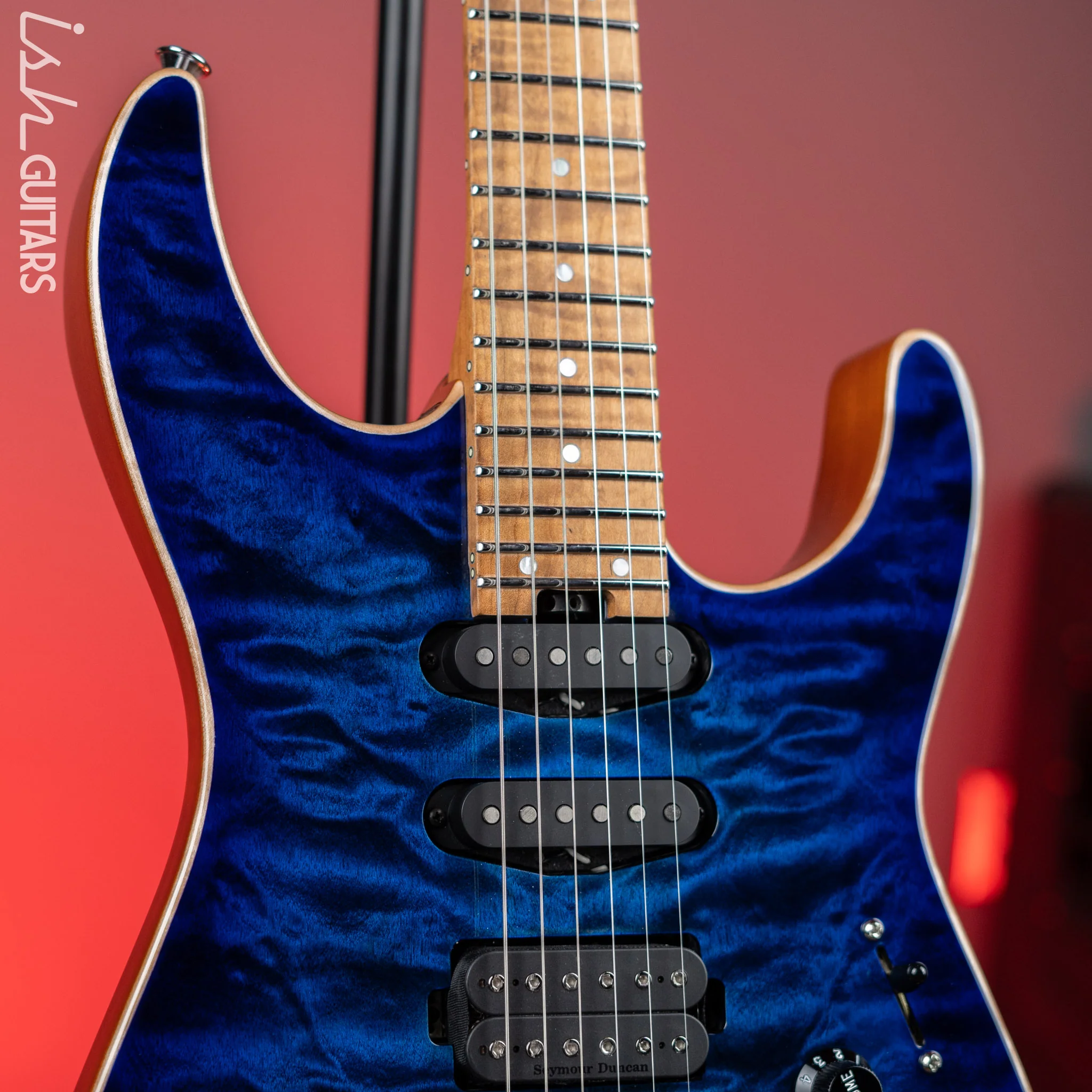 Charvel USA Select DK24 HSS 2PT CM Electric Guitar Blue Burst - Image 3