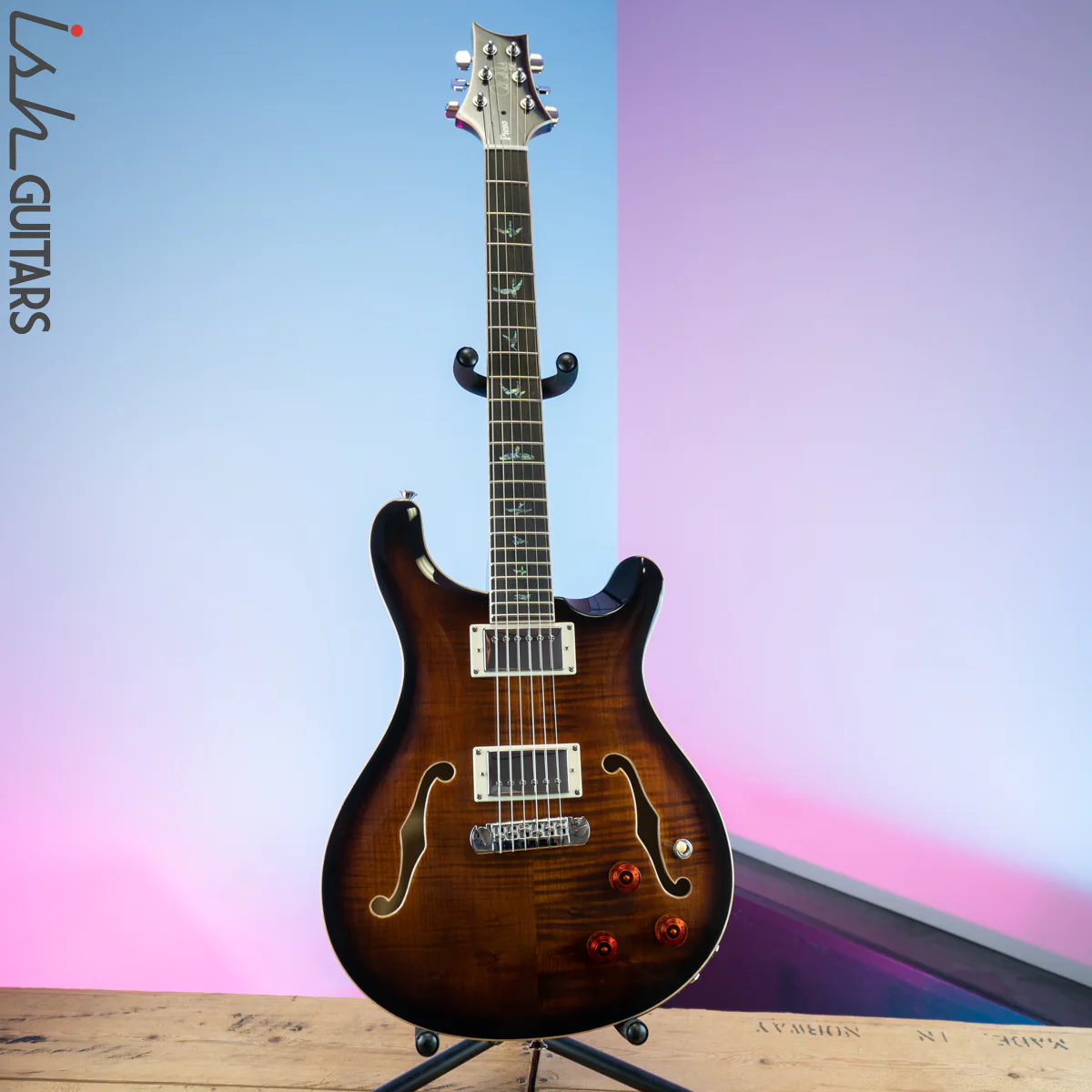 2020 PRS SE Hollowbody II Piezo Black Gold Burst - Image 2