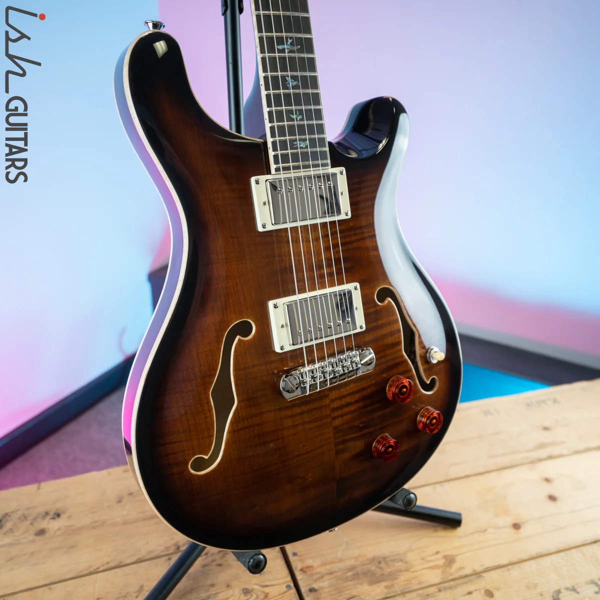2020 PRS SE Hollowbody II Piezo Black Gold Burst - Image 5