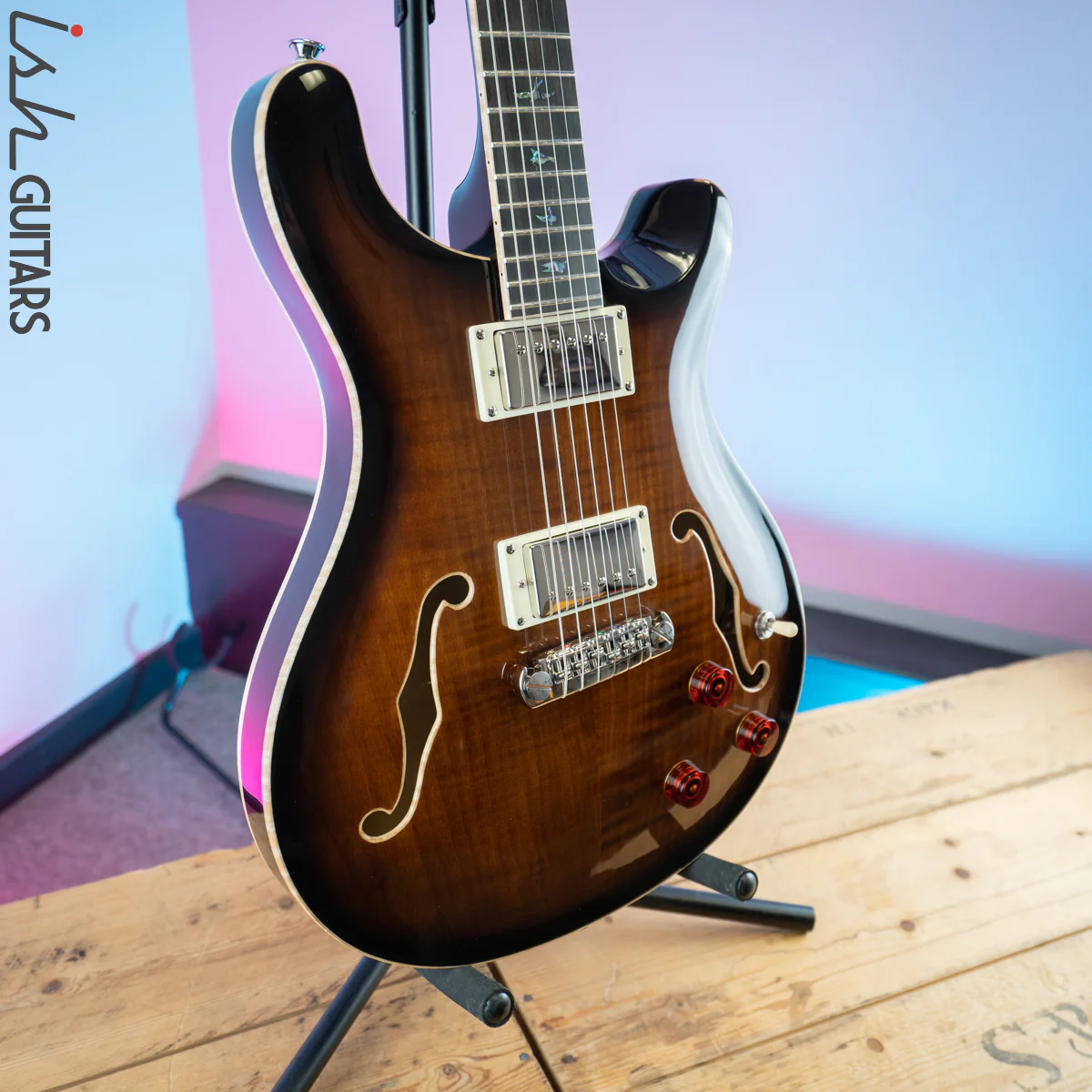 2020 PRS Paul Reed Smith SE Hollowbody II Piezo Black Gold Burst - Image 5