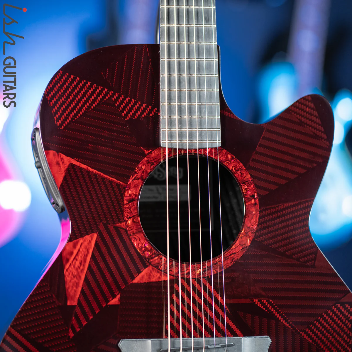 2021 RainSong BI-WS1000N2C Black Ice Acoustic Guitar Ish Exclusive Cranberry Red - Image 3