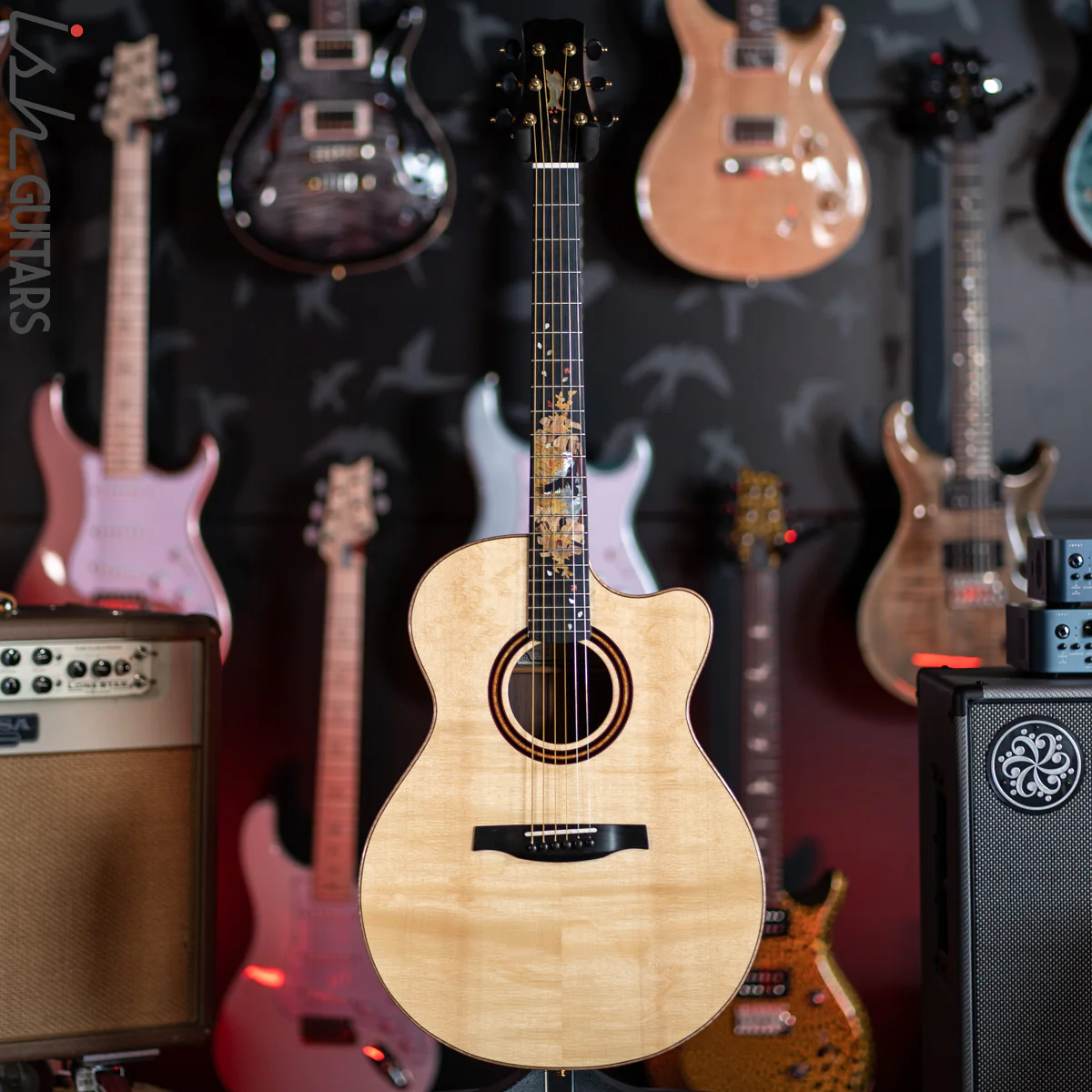 PRS Private Stock Angelus Acoustic Guitar Bear Claw Spruce Custom Inlay - Image 3