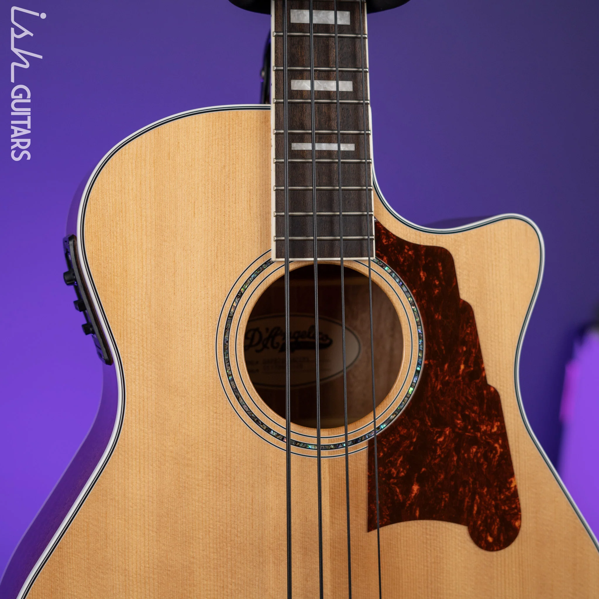 D’Angelico Premier DAPB700 Acoustic-Electric Bass Guitar Natural - Image 3