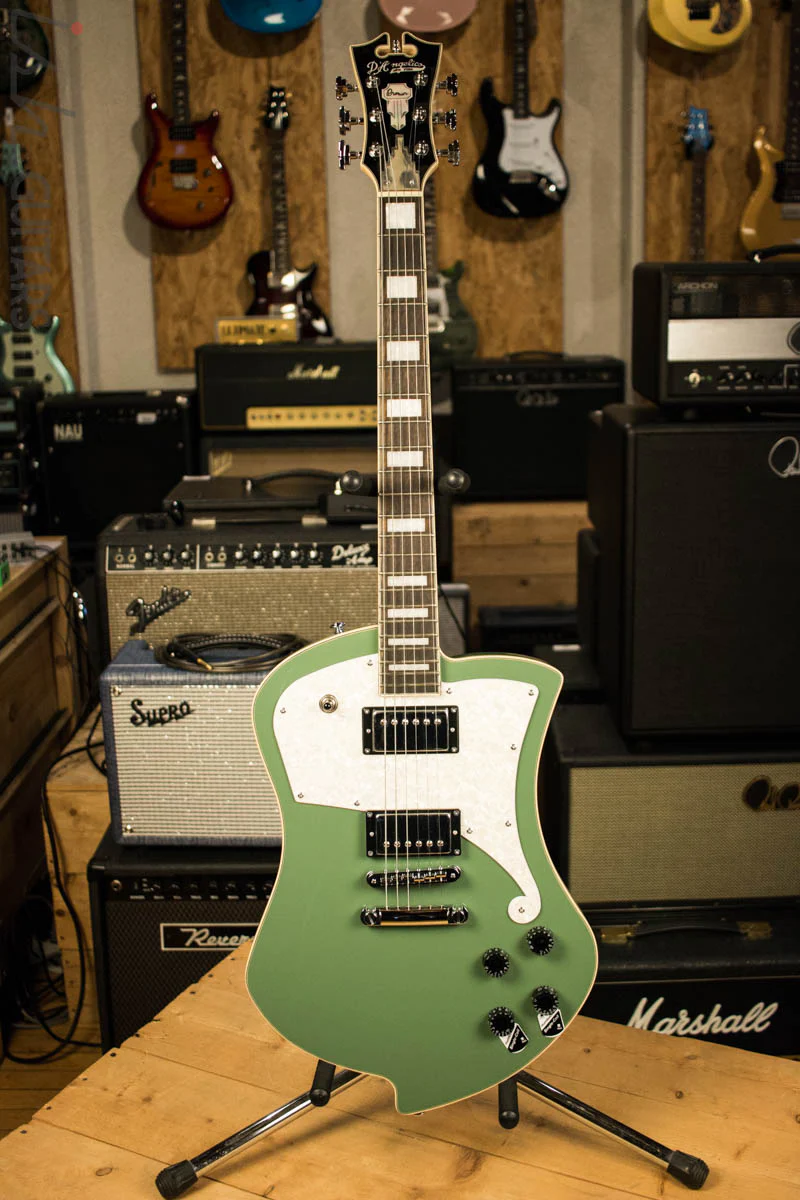D’Angelico Premier Series Ludlow Electric Guitar with Stopbar Tailpiece Army Green - Image 2