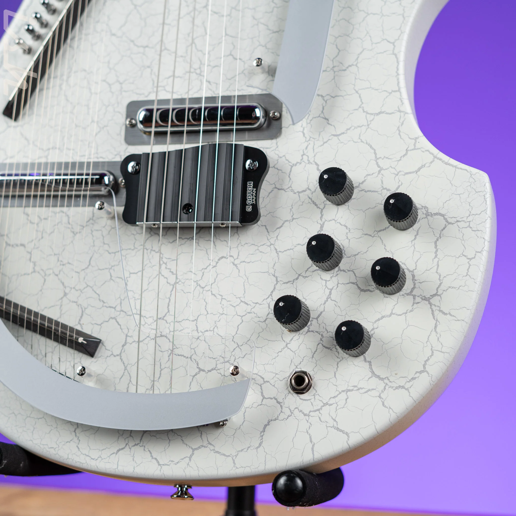 Danelectro Coral Sitar Reissue Guitar White Crackle - Image 4