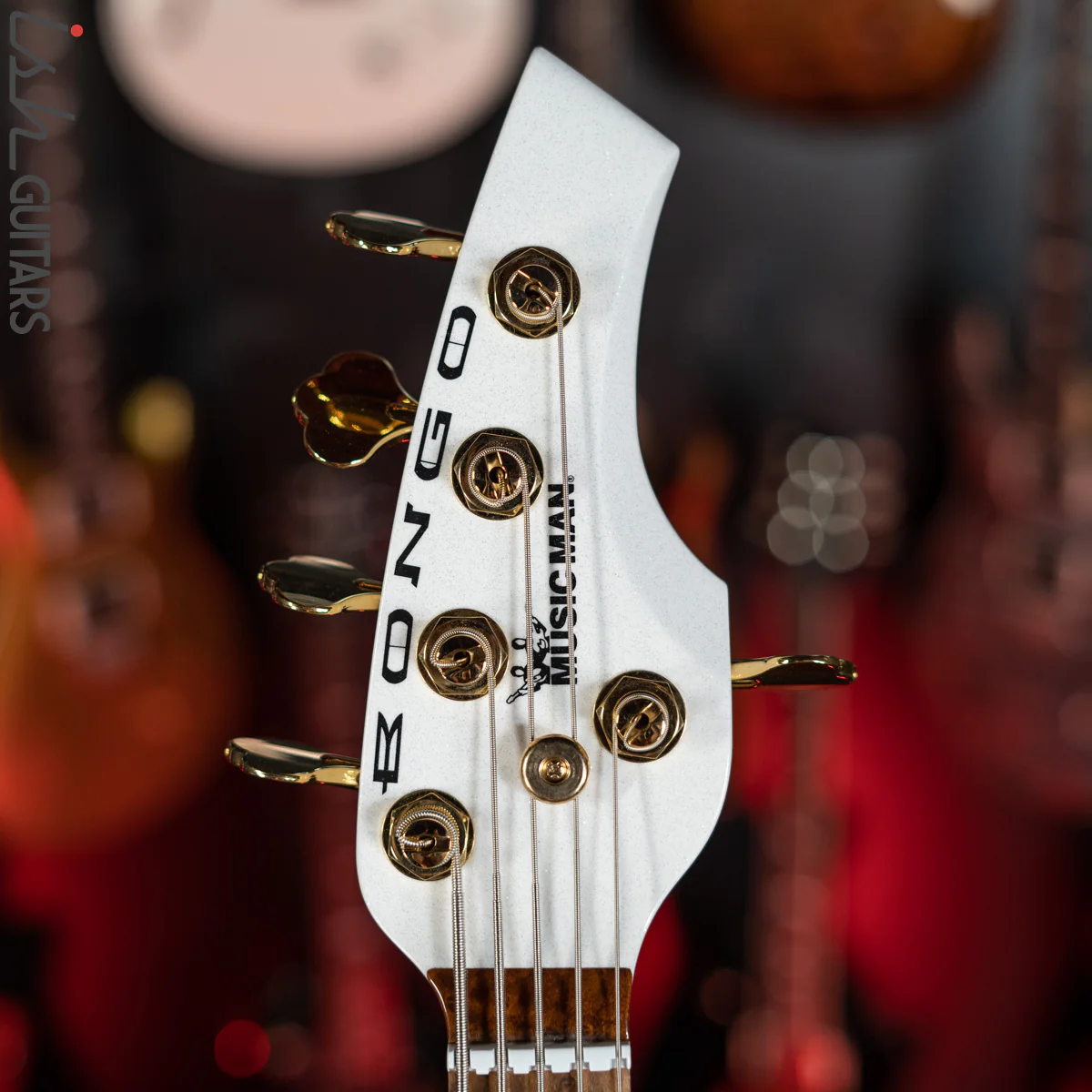 Ernie Ball Music Man BFR Crescendo Bongo 5 HH Bass White Sparkle Gloss - Image 6