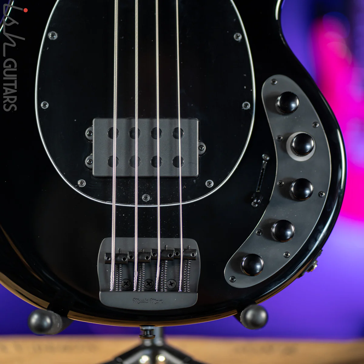 Ernie Ball Music Man DarkRay 4-String Bass Obsidian Black - Image 4
