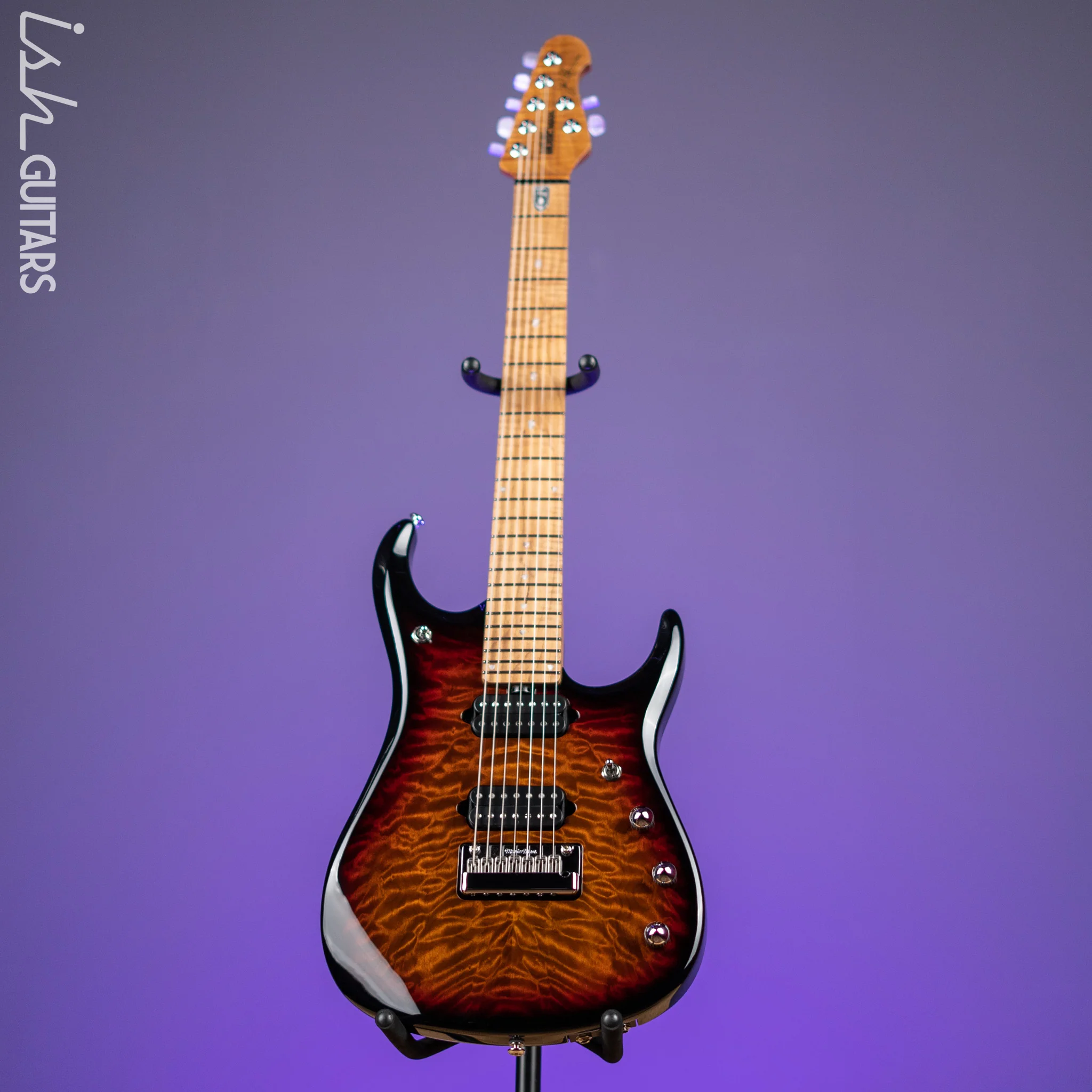 Ernie Ball Music Man JP15 7-String Electric Guitar Piezo Tiger Eye Quilt Demo - Image 2