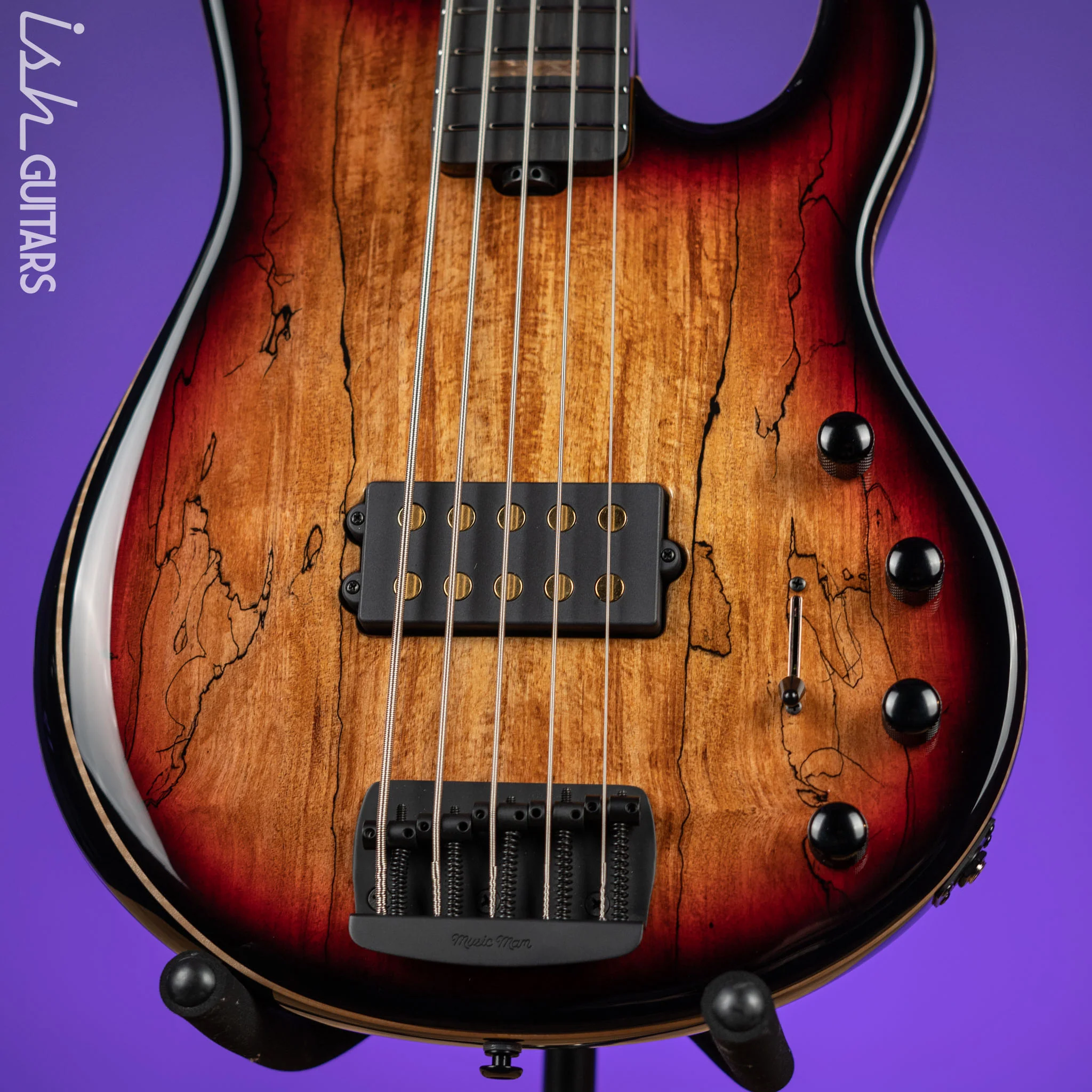 Ernie Ball Music Man Sting Ray 5 35th Anniversary String Bass Spalted Sunburst - Image 4