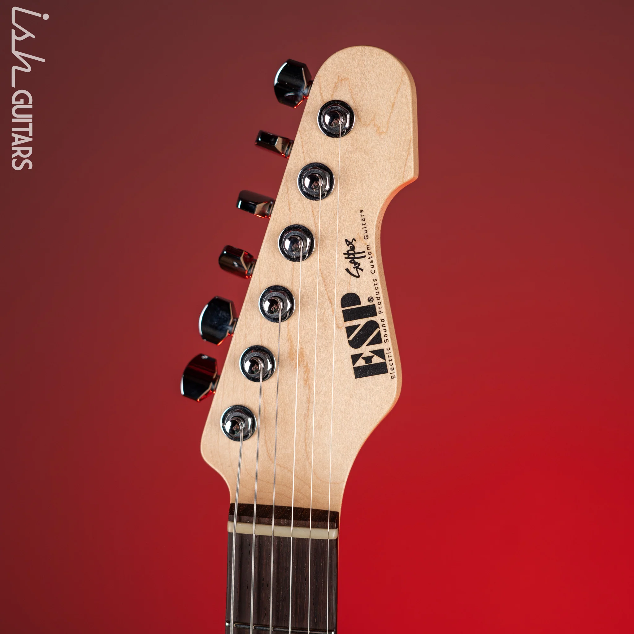 ESP Custom Shop Snapper CTM Burl Poplar Nebula Blue Burst Demo - Image 5