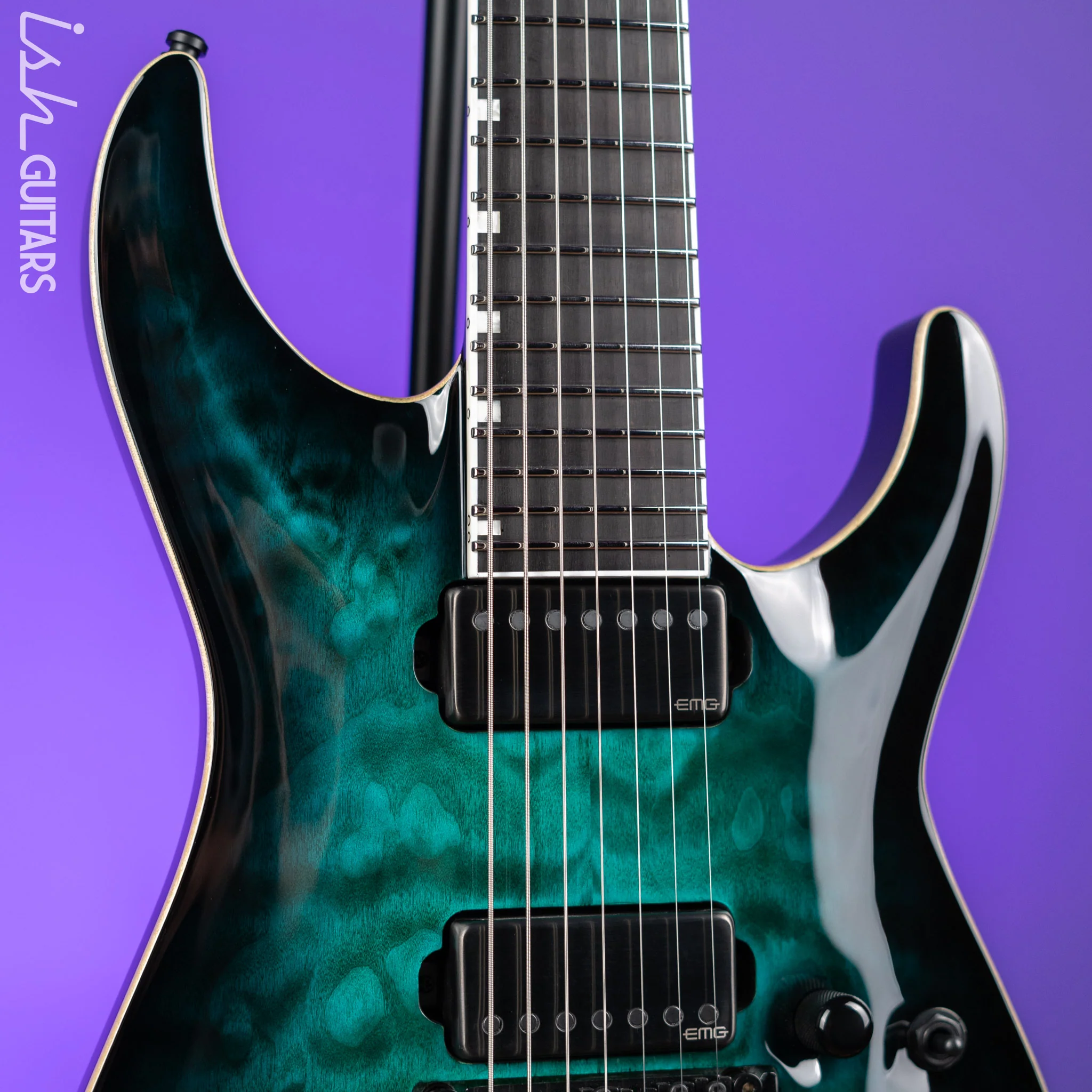 ESP E-II Horizon Floyd Rose 7 String Black Turquoise Burst - Image 3