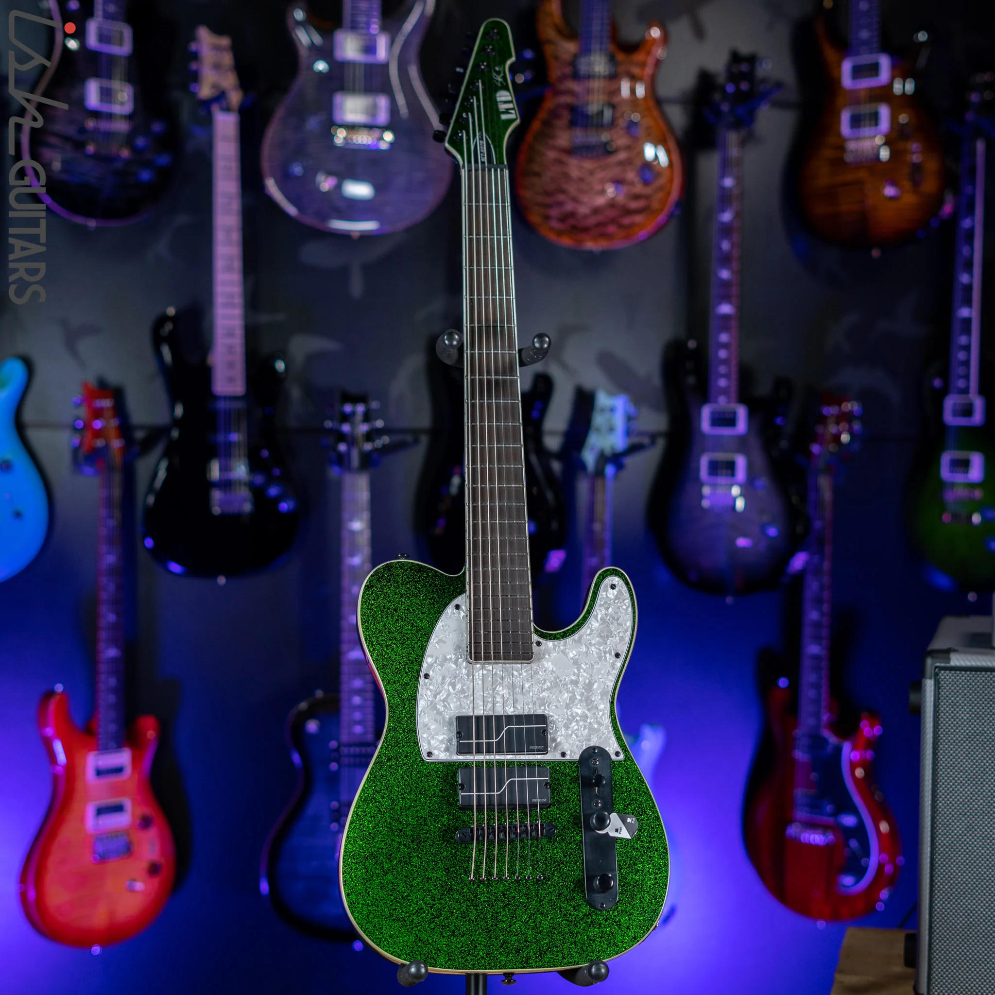 ESP LTD SCT-607 Baritone Green Sparkle Store Demo - Image 2