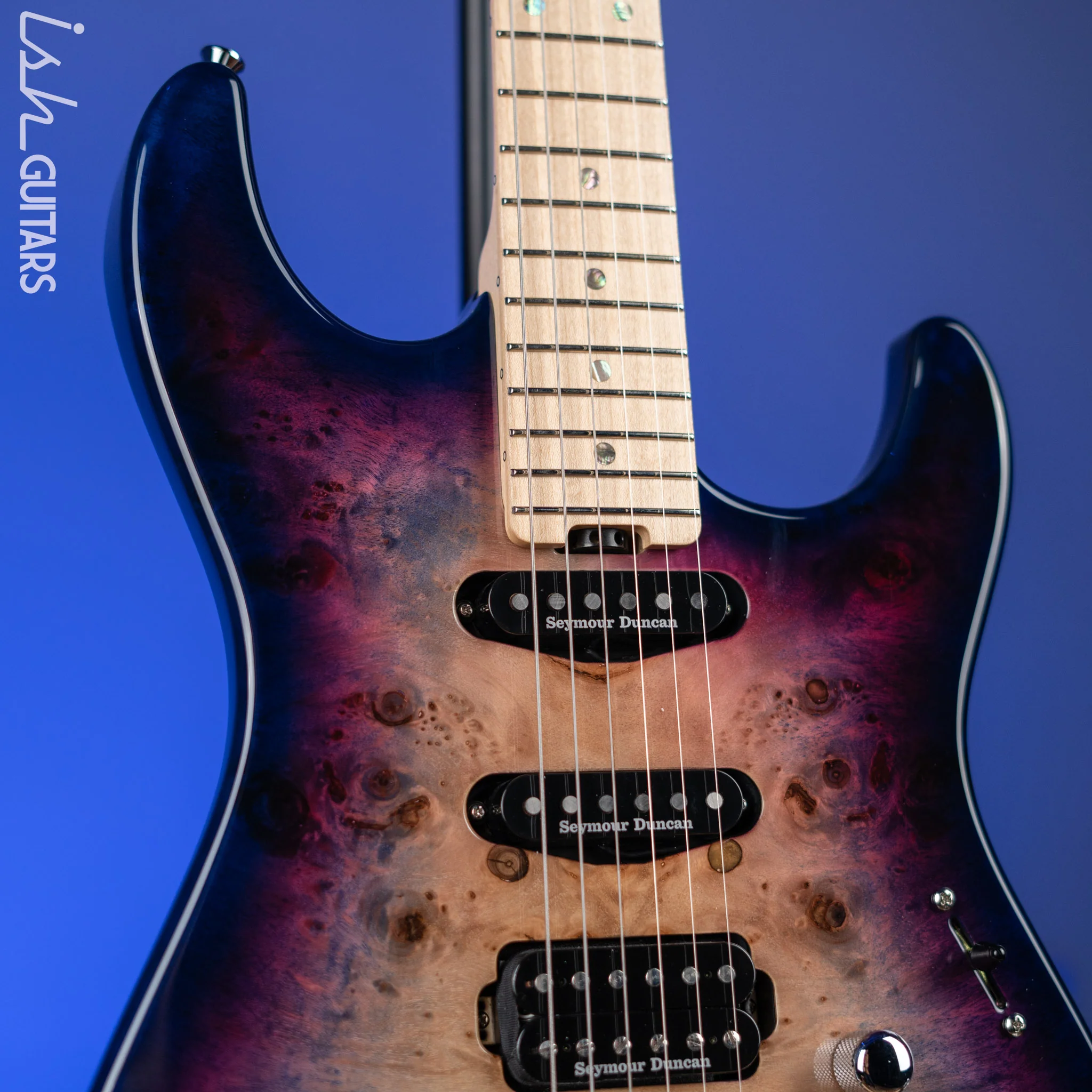 ESP Original Series Snapper CTM Poplar Burl Nebula Pink Purple Burst Demo - Image 3