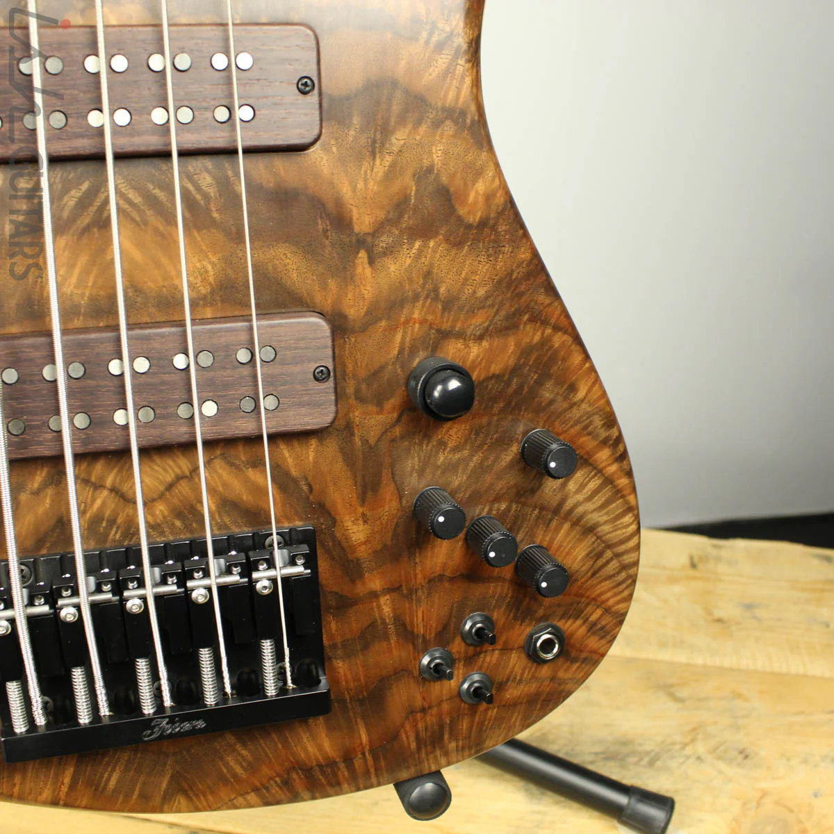 Fodera Emporer Bolt-on NAMM 2019 Bass Walnut Feather Crotch Top - Image 3