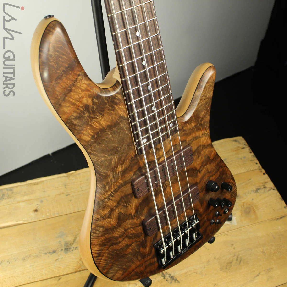 Fodera Emporer Bolt-on NAMM 2019 Bass Walnut Feather Crotch Top - Image 5