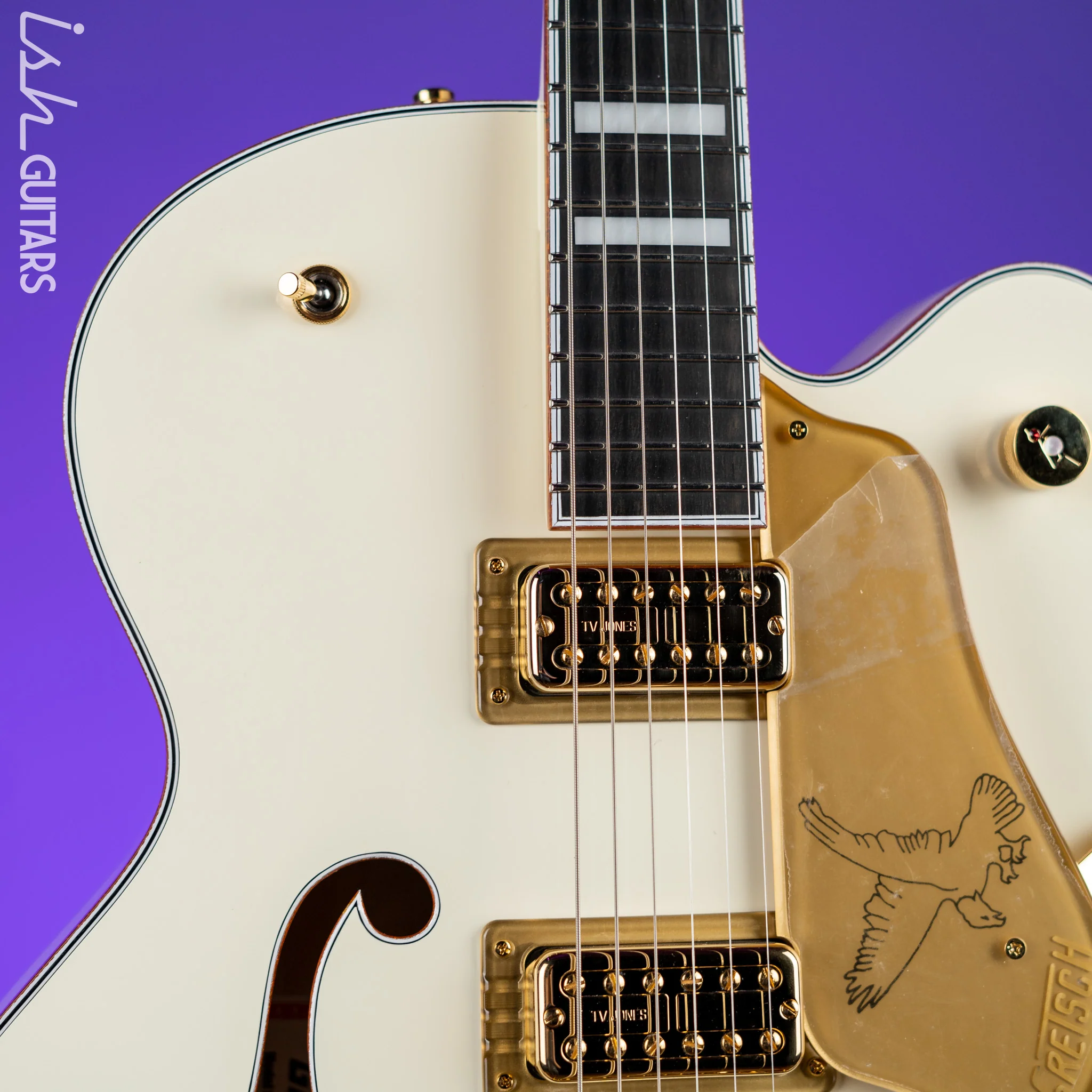 Gretsch G6136T-MGC Michael Guy Chislett Signature Falcon with Bigsby Vintage White - Image 3