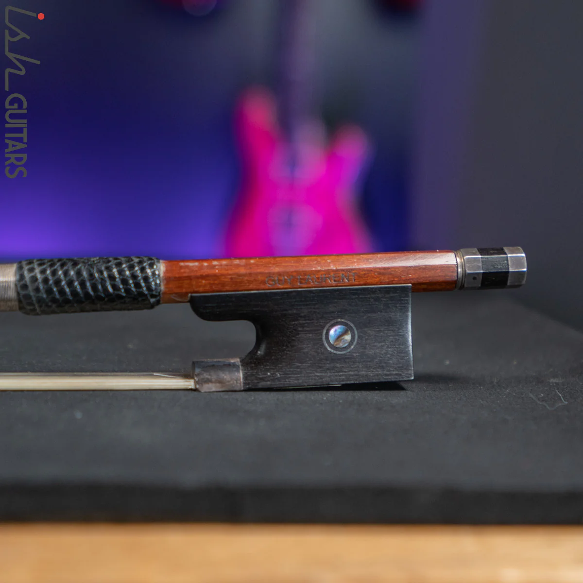 Guy Laurent Workshop Pernambuco Violin Bow - 4/4 size - Round Stick - Silver Mounted - Image 6