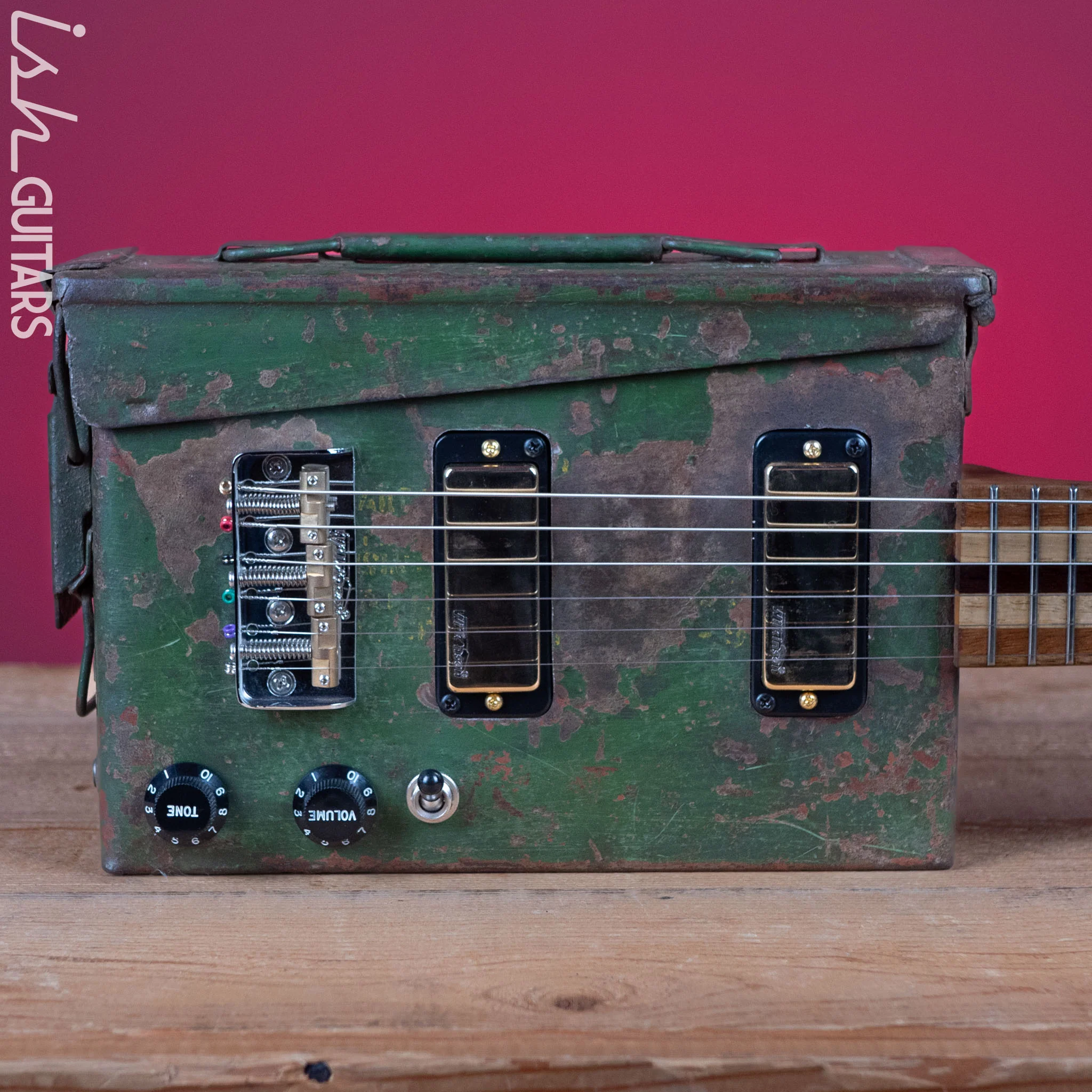 Howlin’ Rooster Ammo Box Short Scale Guitar Army Green - Image 13