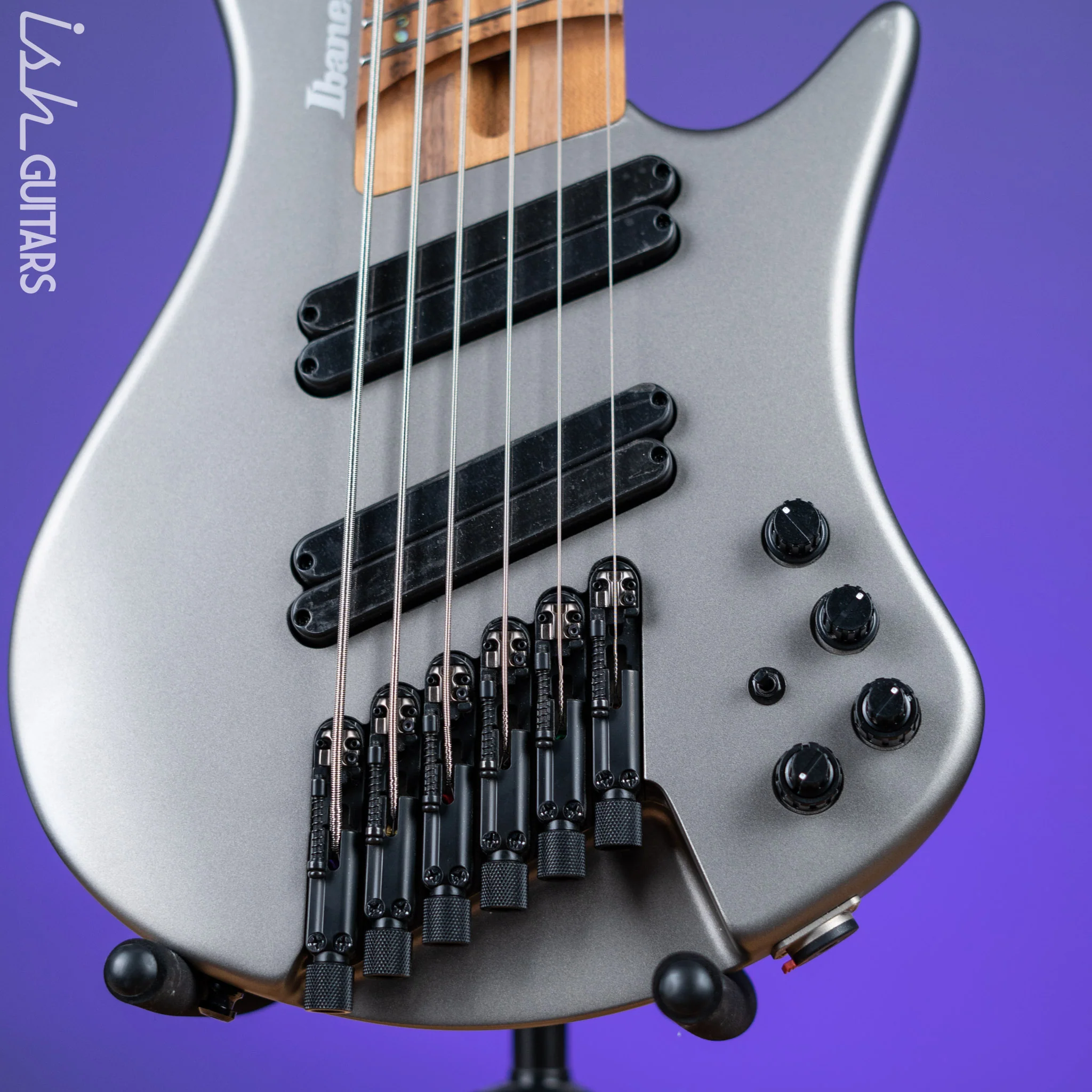 Ibanez EHB1006MS 6-String Headless Bass Metallic Grey Matte Demo - Image 4