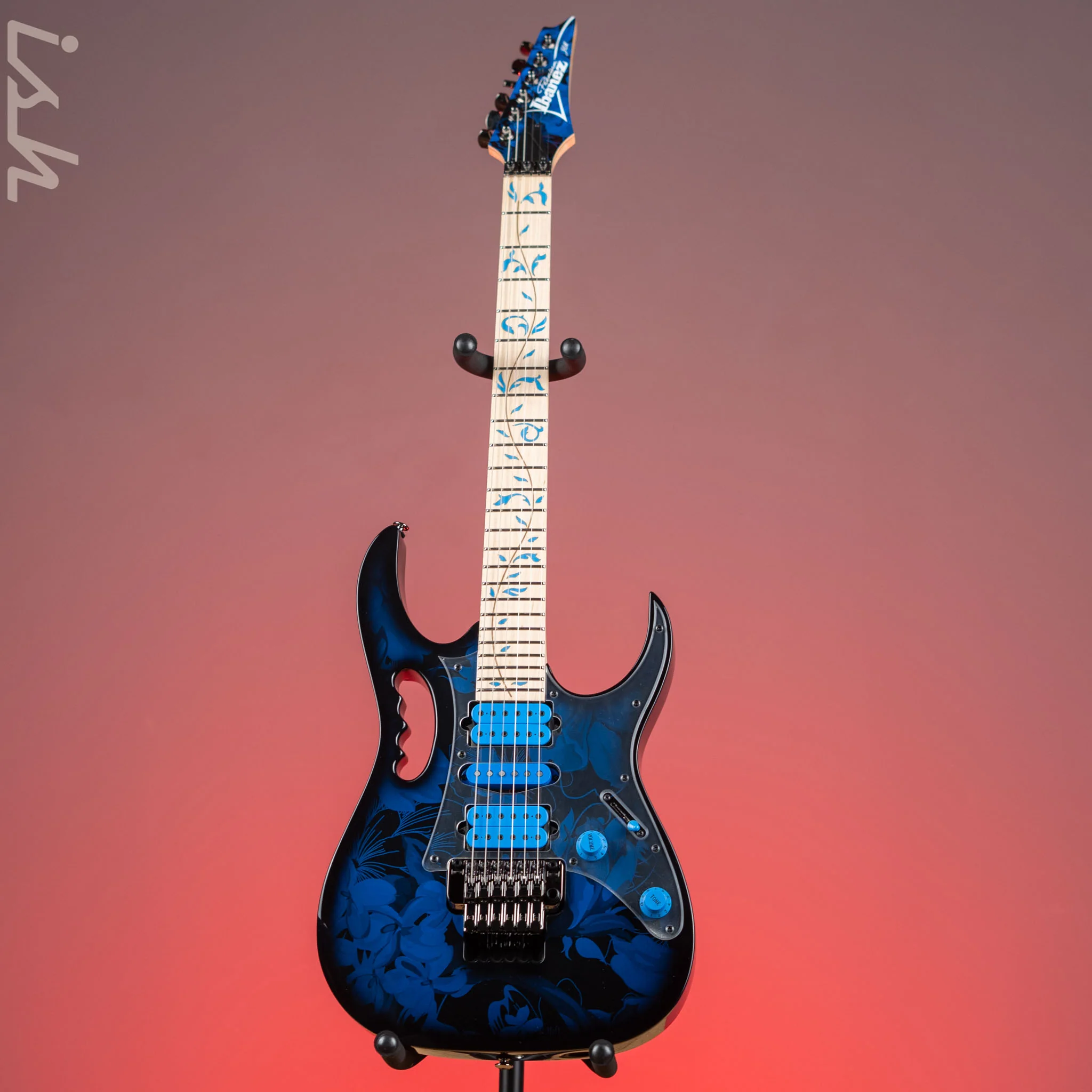 Ibanez JEM77P Steve Vai Signature JEM Premium Series Electric Guitar Blue Floral Pattern - Image 2