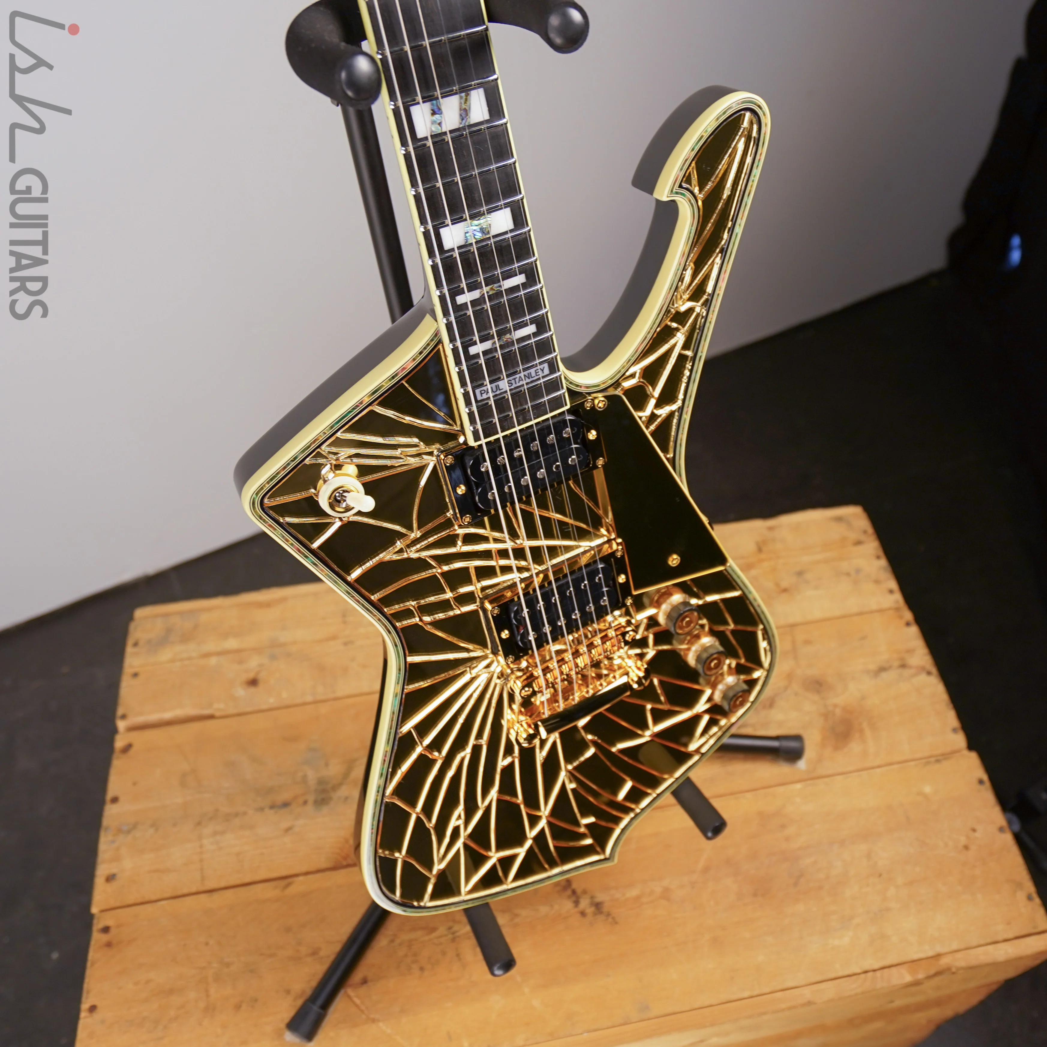 Ibanez Paul Stanley Signature PS4CM Gold Cracked Mirror Guitar Signed and Limited - Image 5
