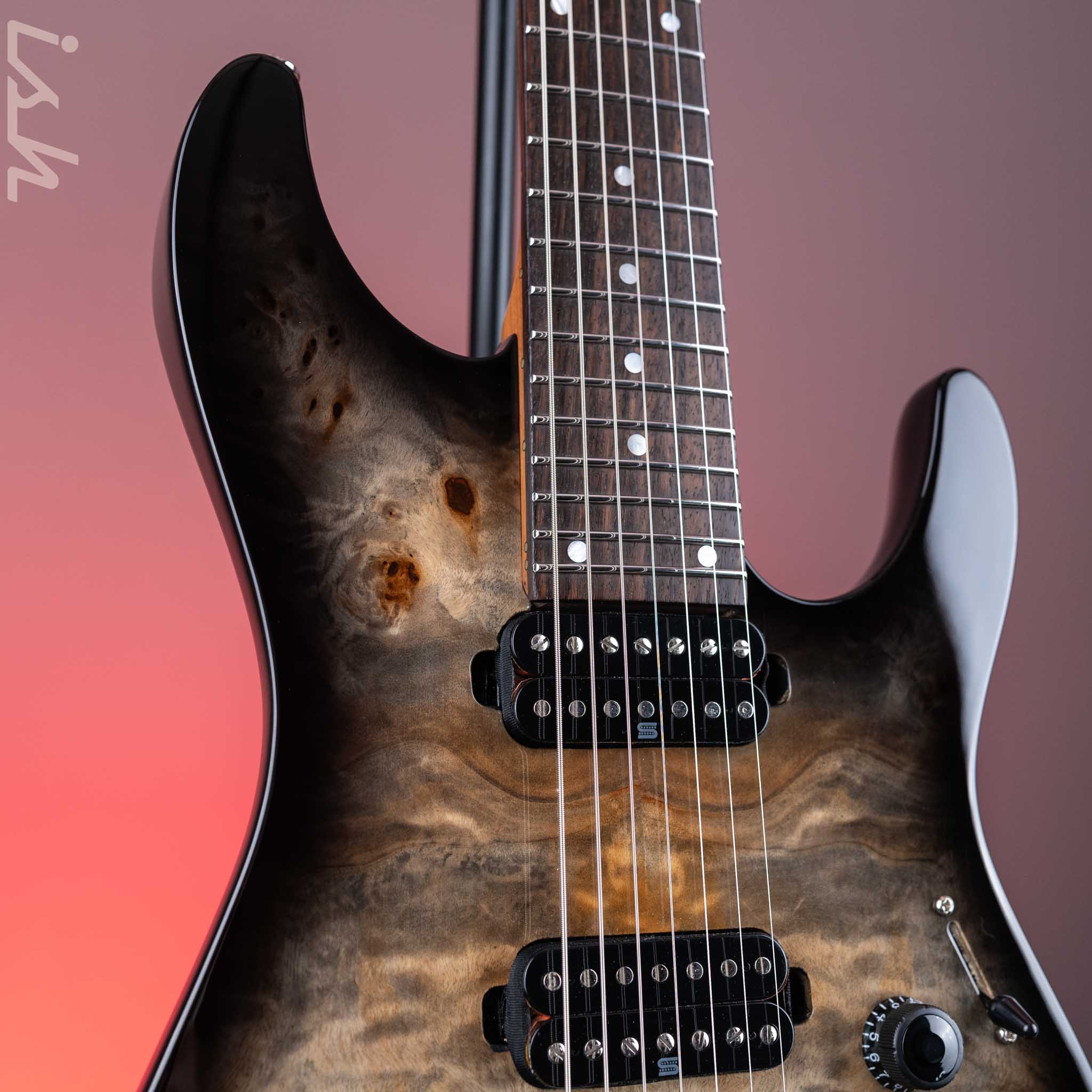 2024 Ibanez Premium AZ427P1PB 7-String Charcoal Black Burst - Image 3