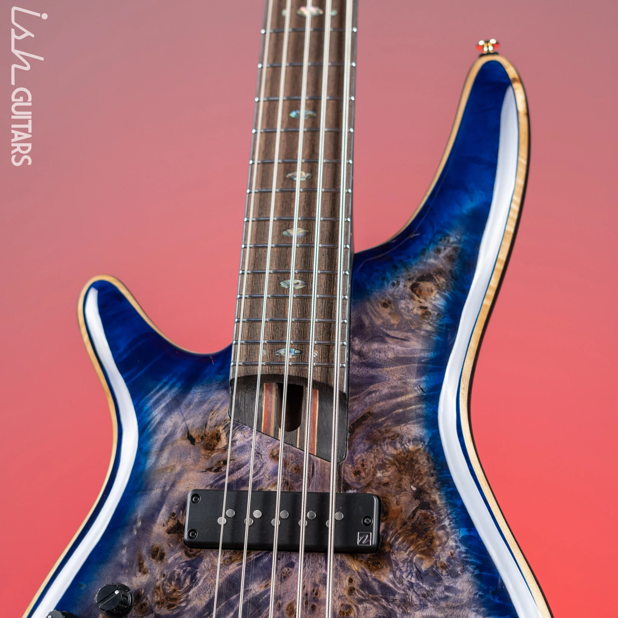 Ibanez Premium SR2605L Left Handed 5-String Bass Cerulean Blue Burst - Image 4